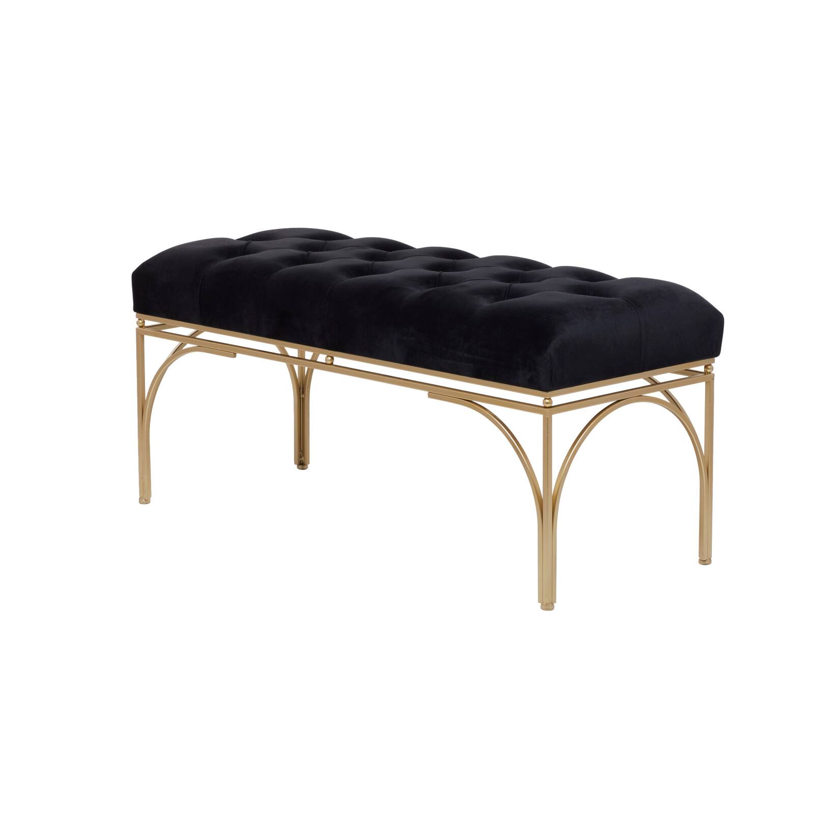 Black Metal Glam Bench, 19&#x22; x 39&#x22; x 17&#x22;