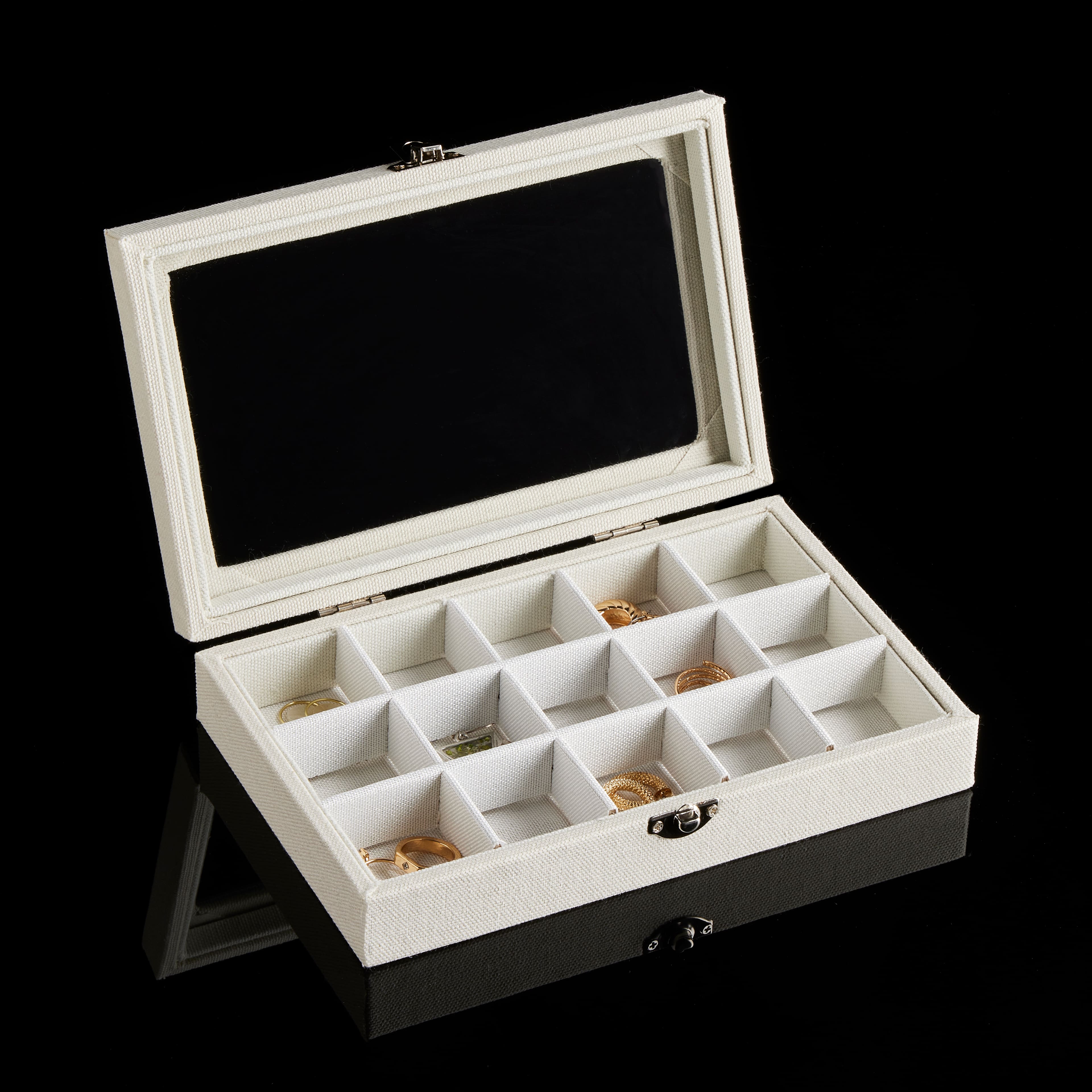 8.5&#x22; Canvas Box with Glass Lid by Bead Landing&#x2122;