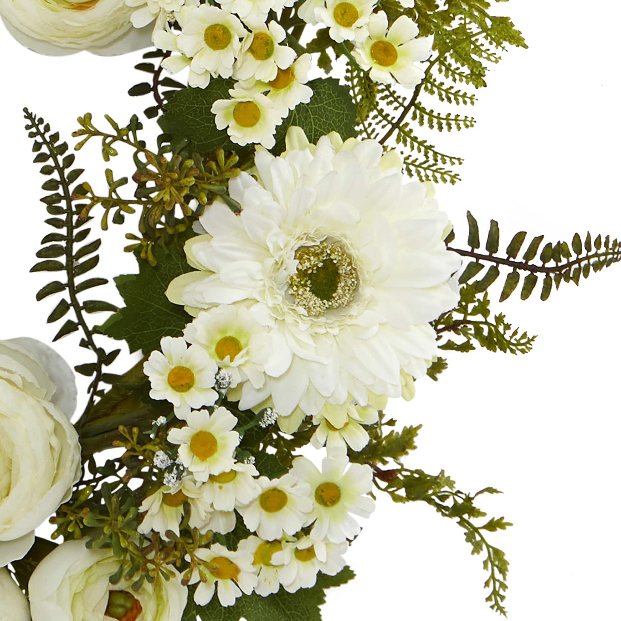 24&#x201D; Mixed Cream Daisies &#x26; Ranunculus Wreath