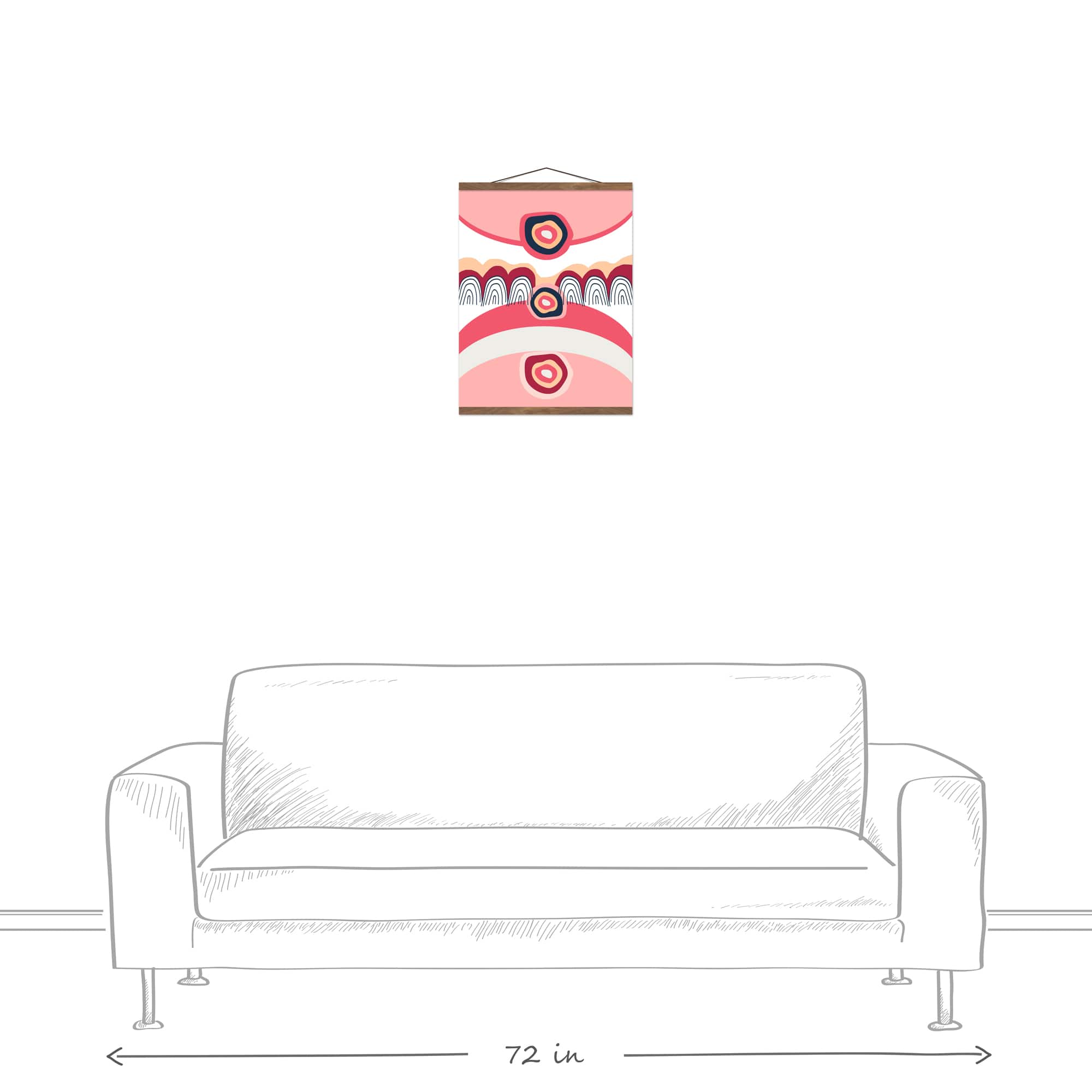 Funky Wave Pattern 16" x 20" Teak Hanging Canvas