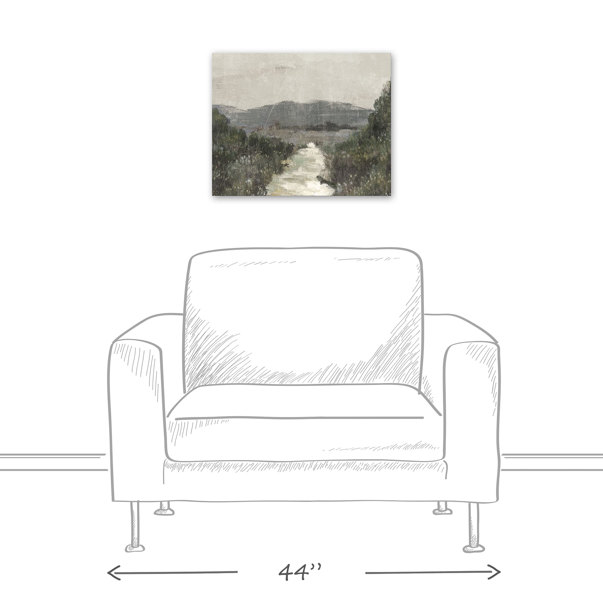 Moody Green Landscape 20" x 16" Canvas Wall Art