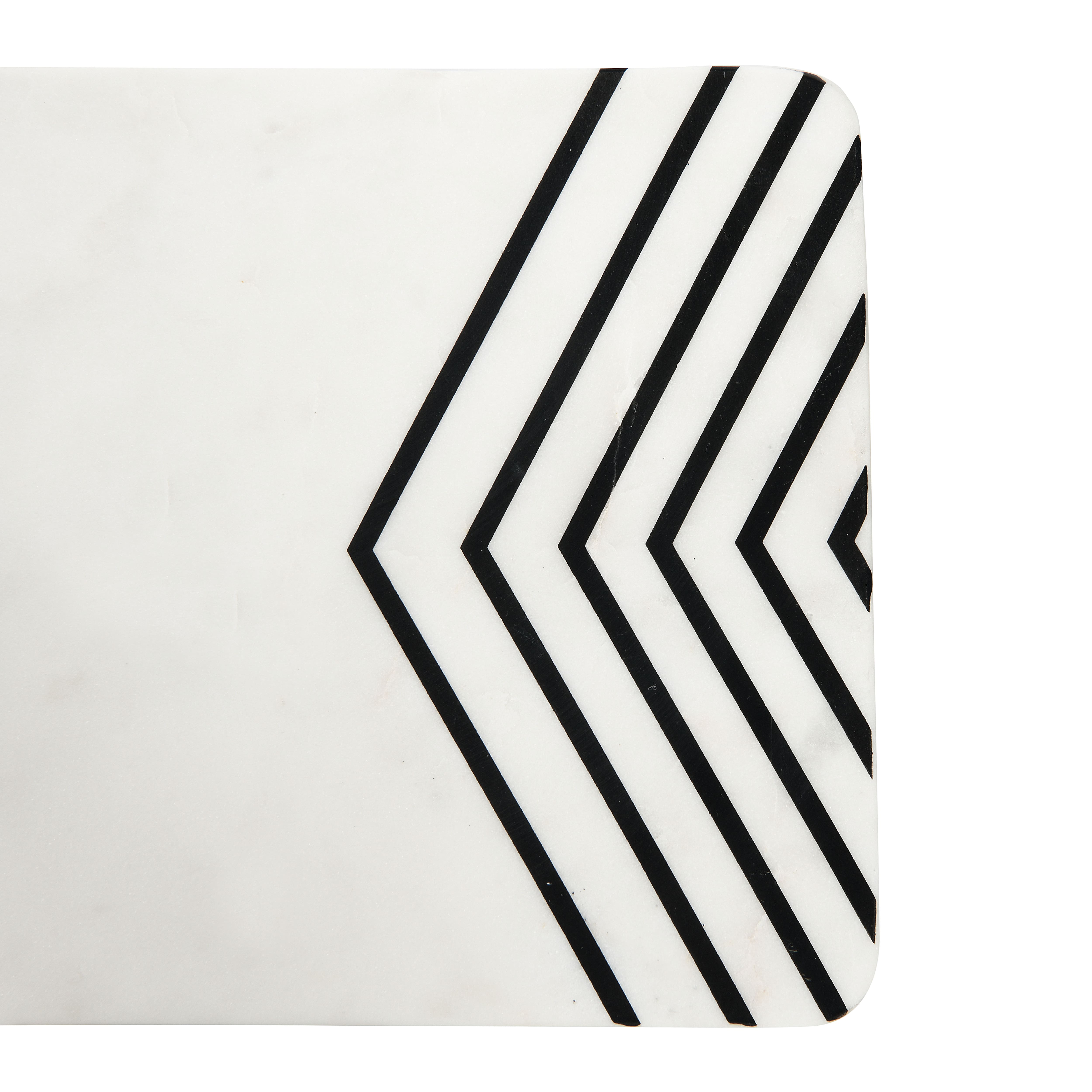 17&#x22; White and Black Chevron Marble Cheese/Cutting Board