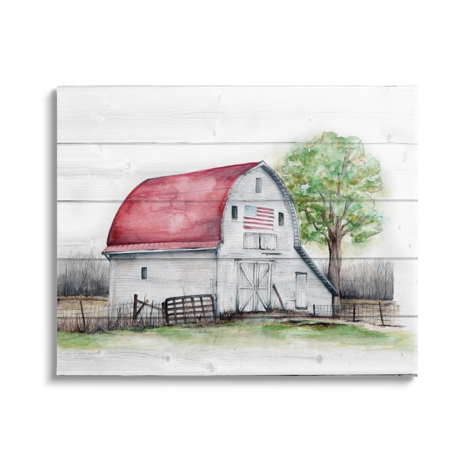 Stupell Industries Rustic Americana Barn Canvas Wall Art