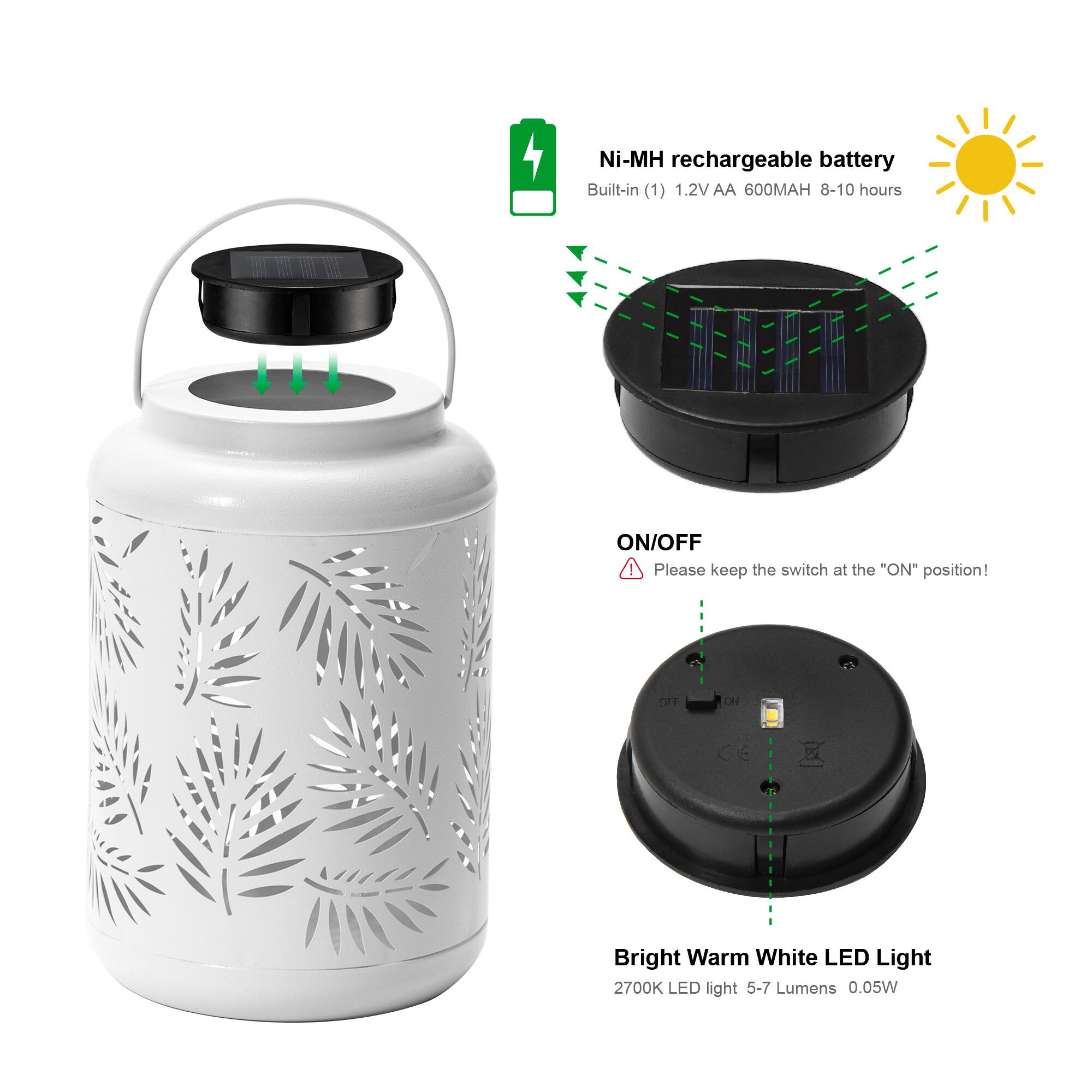 Glitzhome® 8.5" Leaf Cutout Solar Powered Hanging Lantern