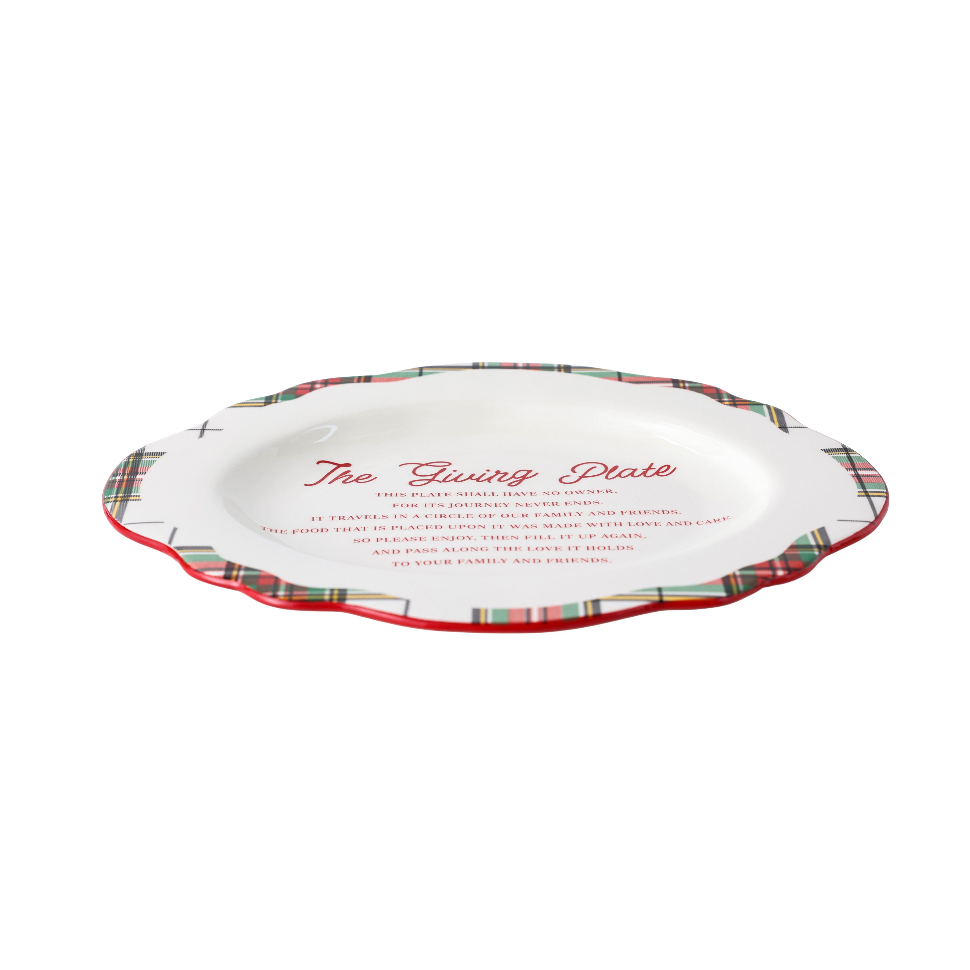 14.25&#x22; Green &#x26; Red Plaid Ceramic Giving Plate by Ashland&#xAE;