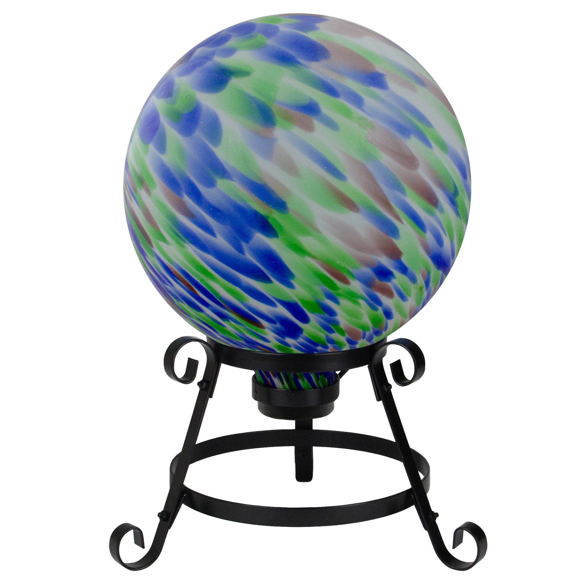 10&#x22; Blue and Green Brush Strokes Glass Garden Gazing Ball