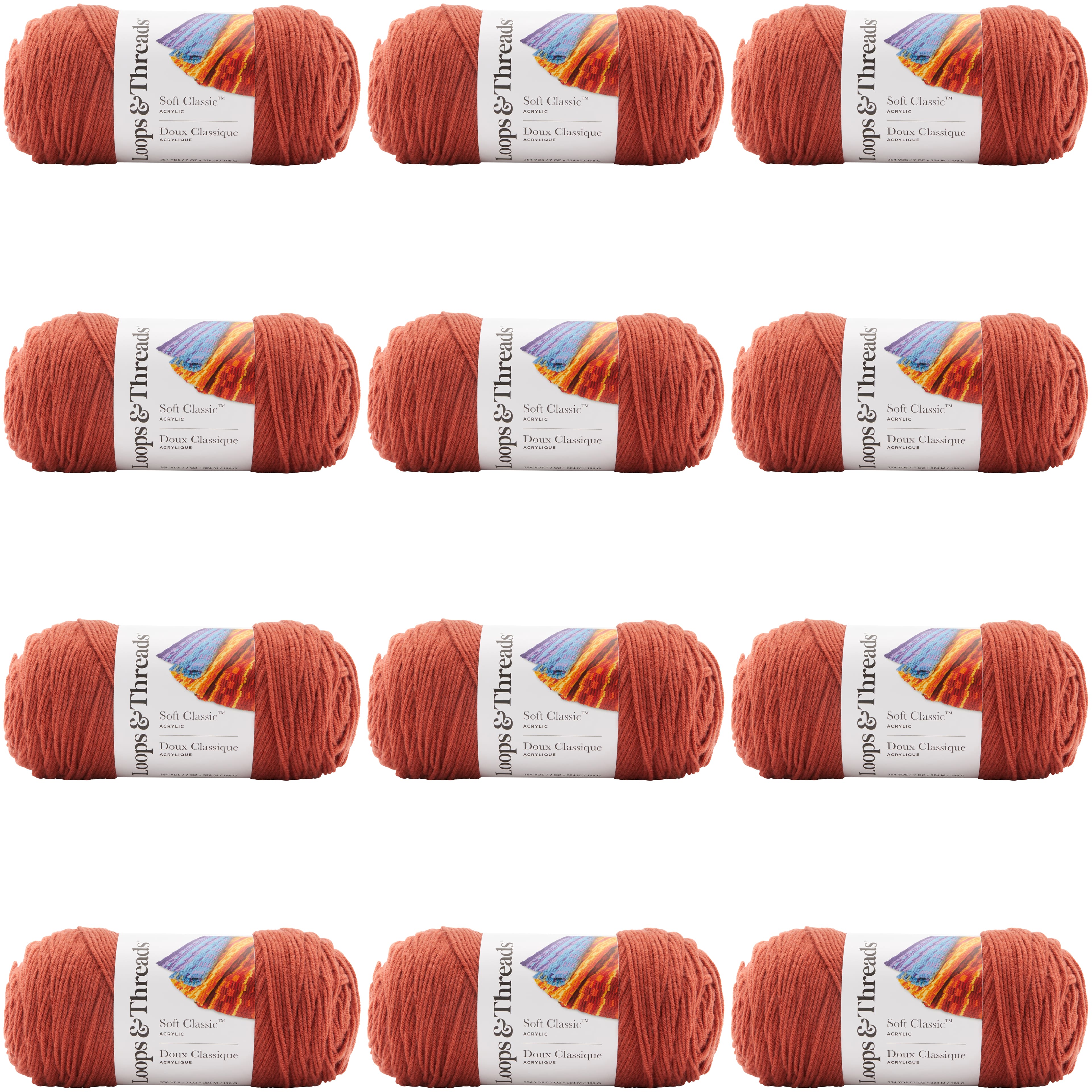 12 Pack: Soft Classic&#x2122; Solid Yarn by Loops &#x26; Threads&#xAE;