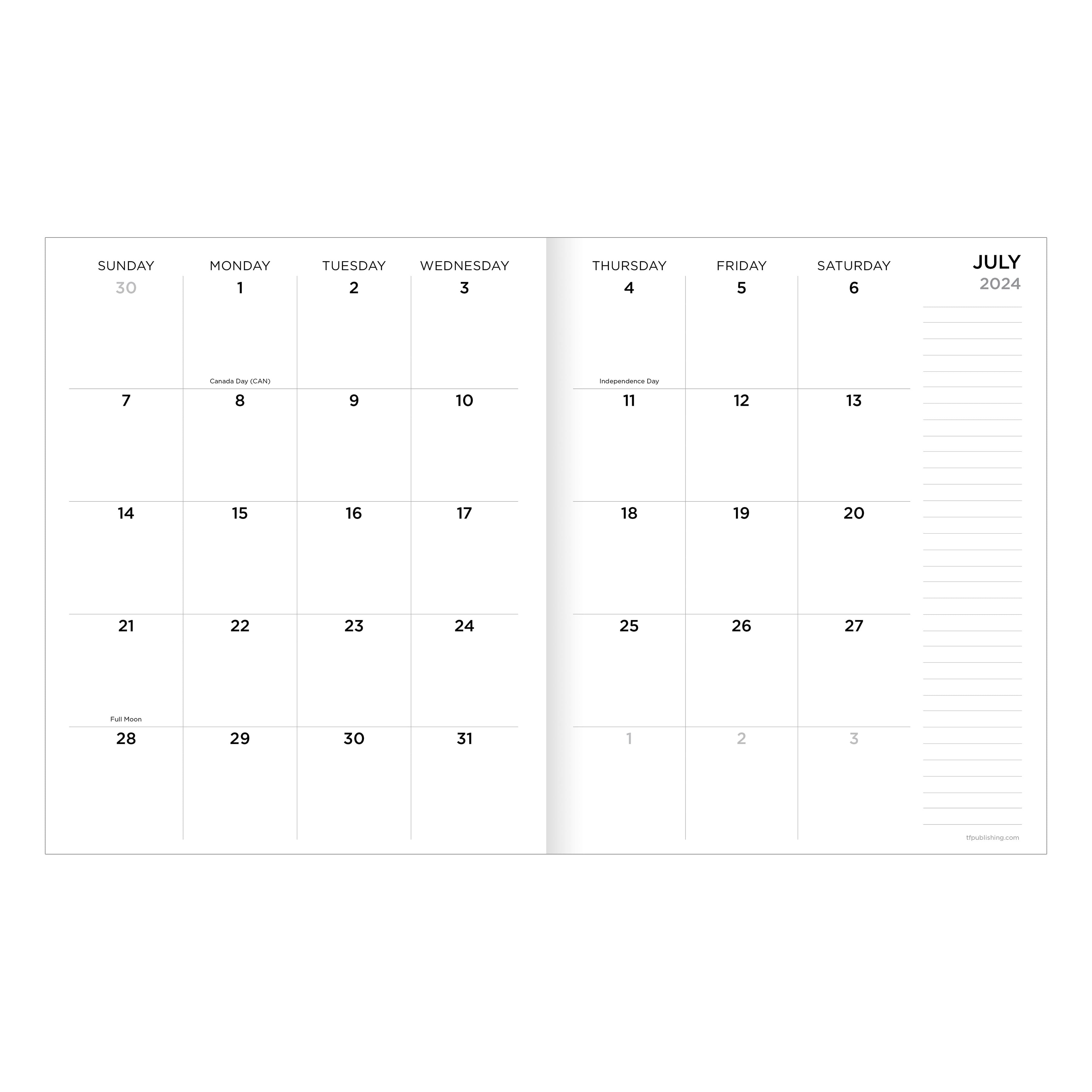 TF Publishing 2024-2025 Medium Graph Paper Monthly Planner