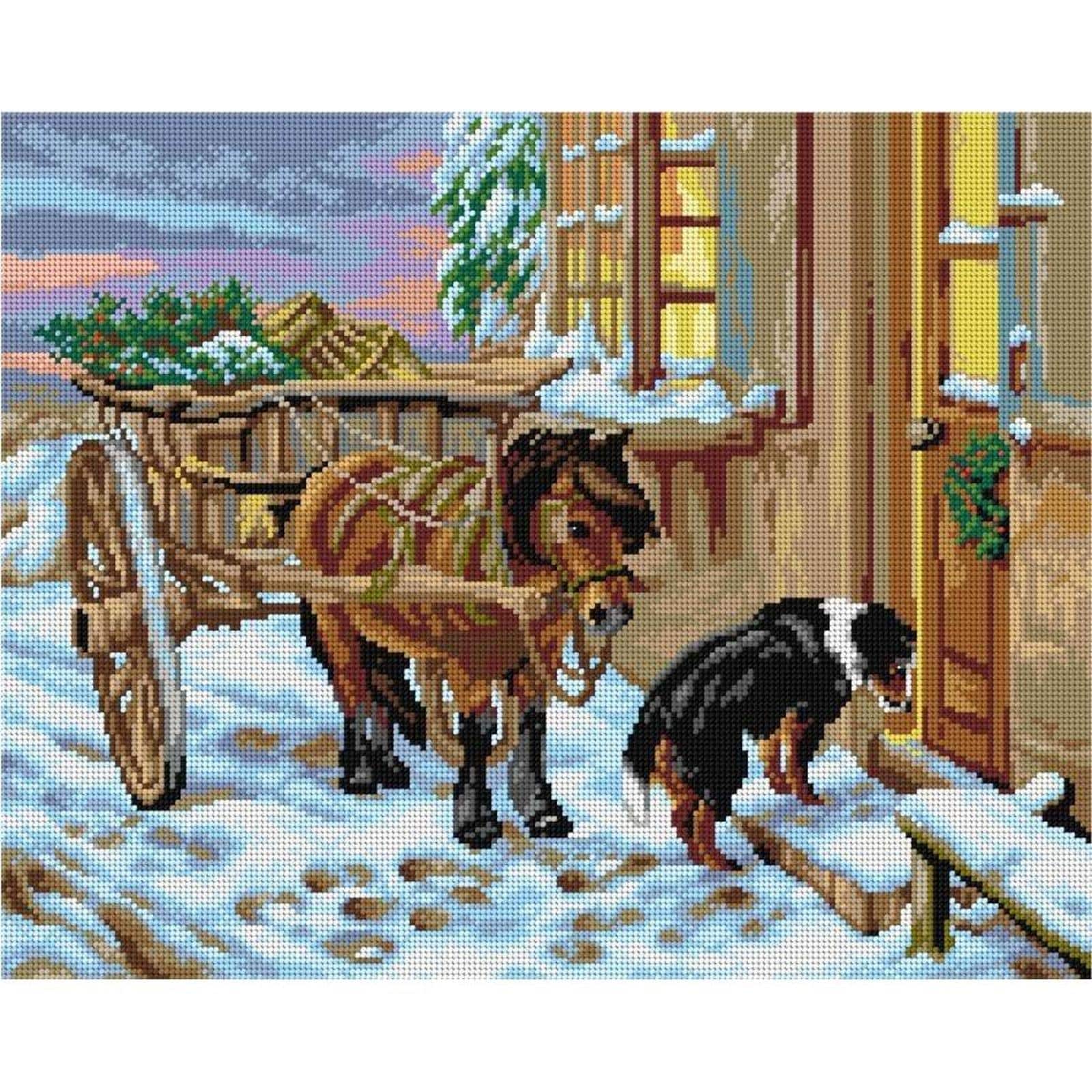Orchidea Their Christmas Eve Gobelin Canvas Cross Stitch Kit