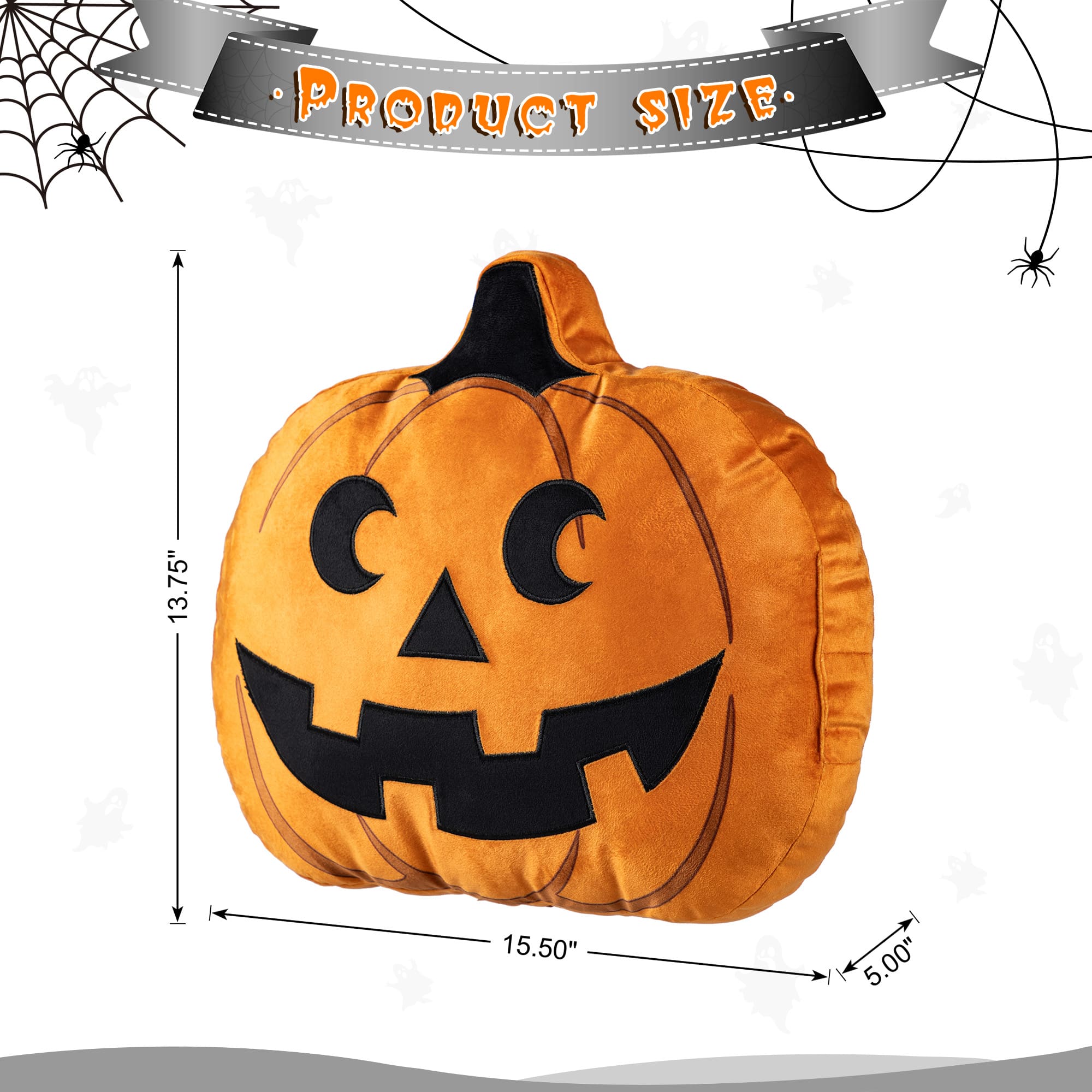 Glitzhome&#xAE; 15.5&#x22;L Fall and Halloween Fabric Double Sided Pumpkin Pillow