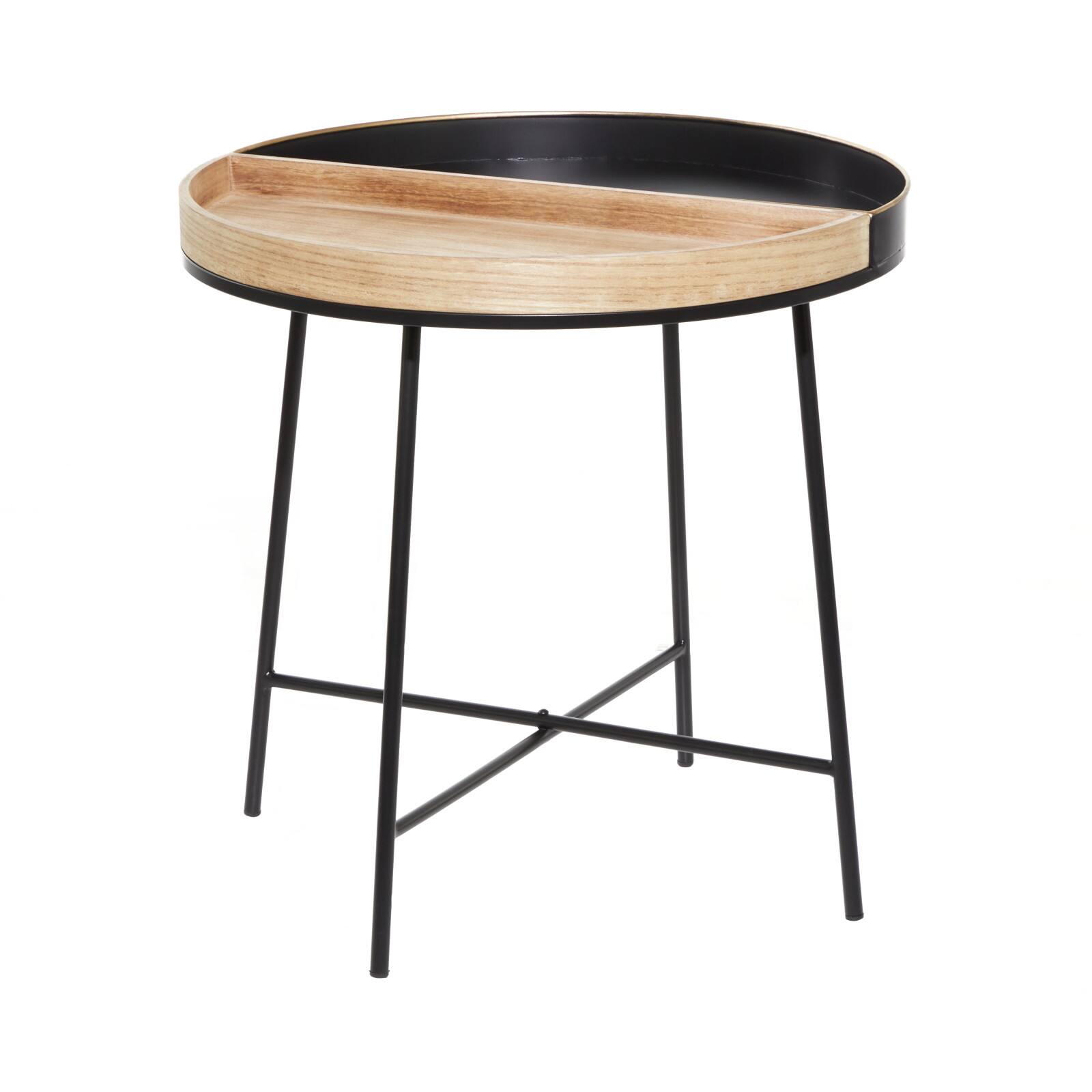 22" Black Metal Contemporary Accent Table