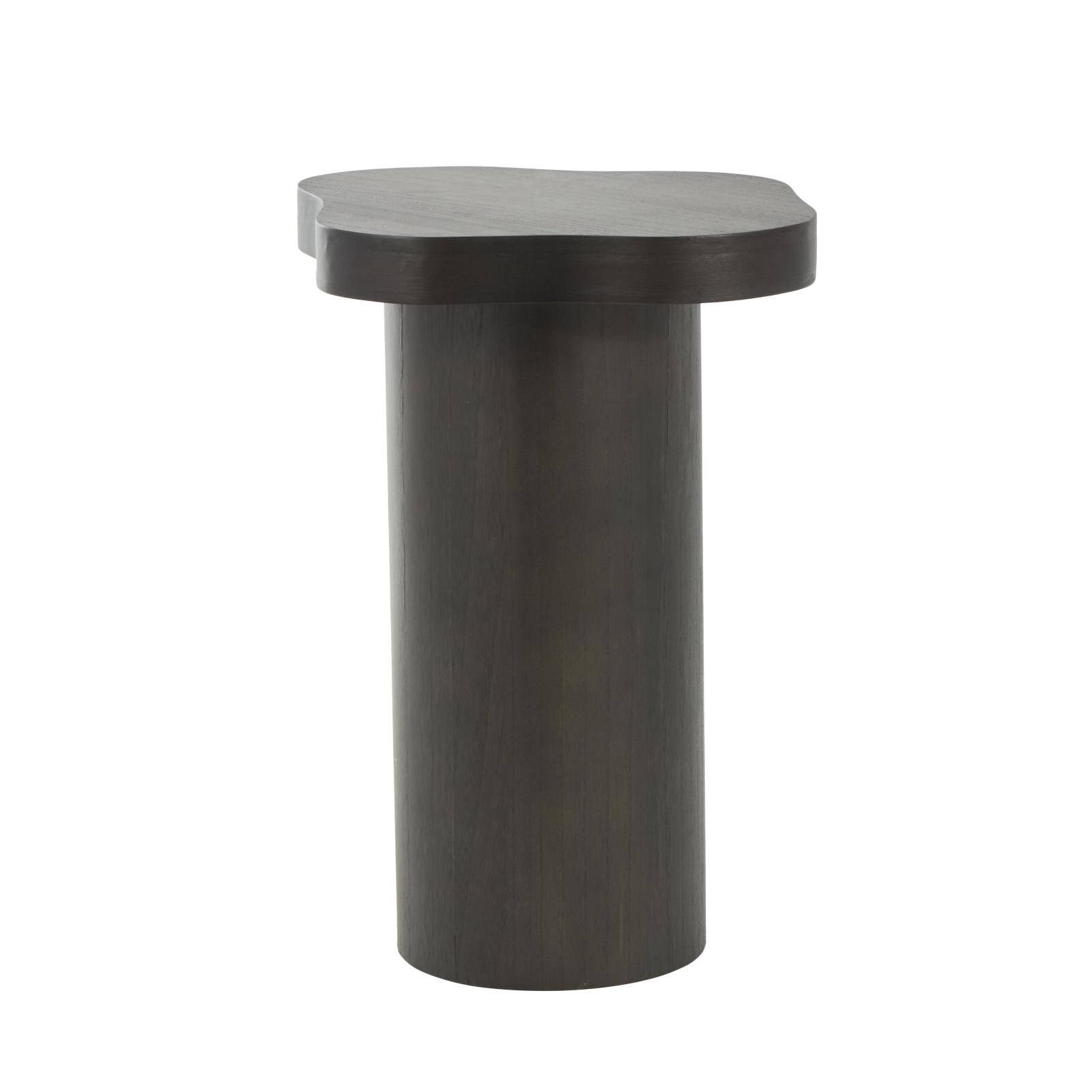 23" Black Pedestal Side End Accent Table with Rounded Square Top