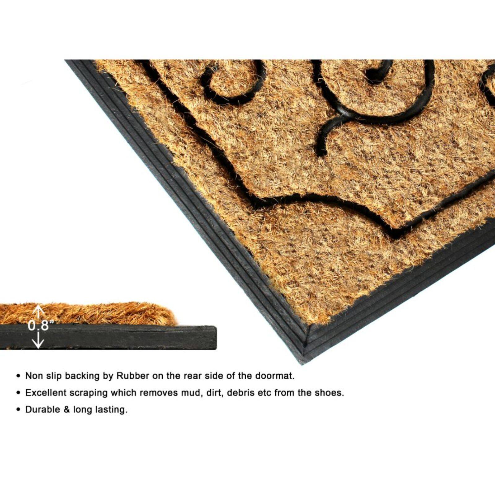 RugSmith Natural & Black Lotus Molded Rubber & Coir Doormat Doormats Michaels
