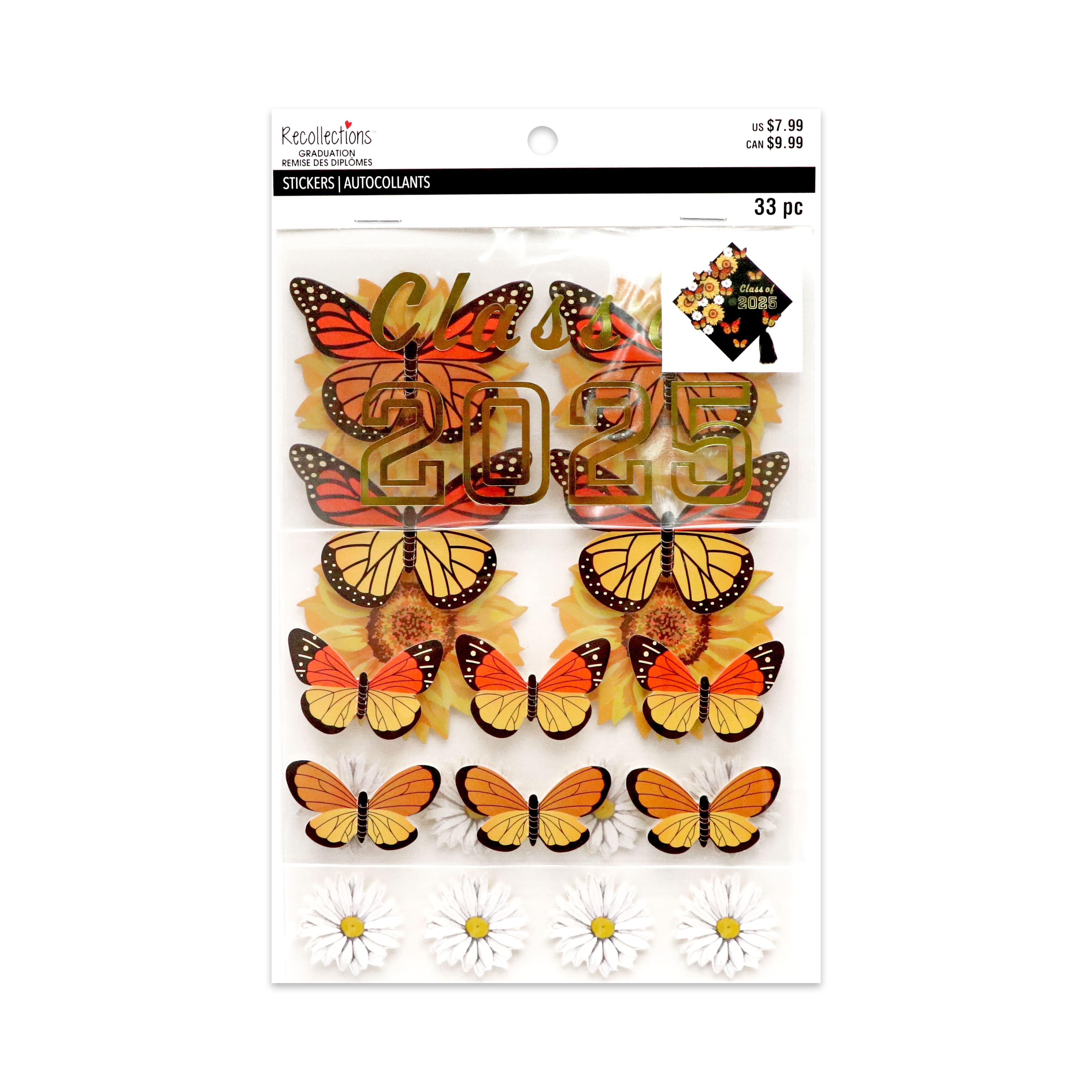 Gold Butterfly Graduation Cap Stickers by Recollections&#x2122;