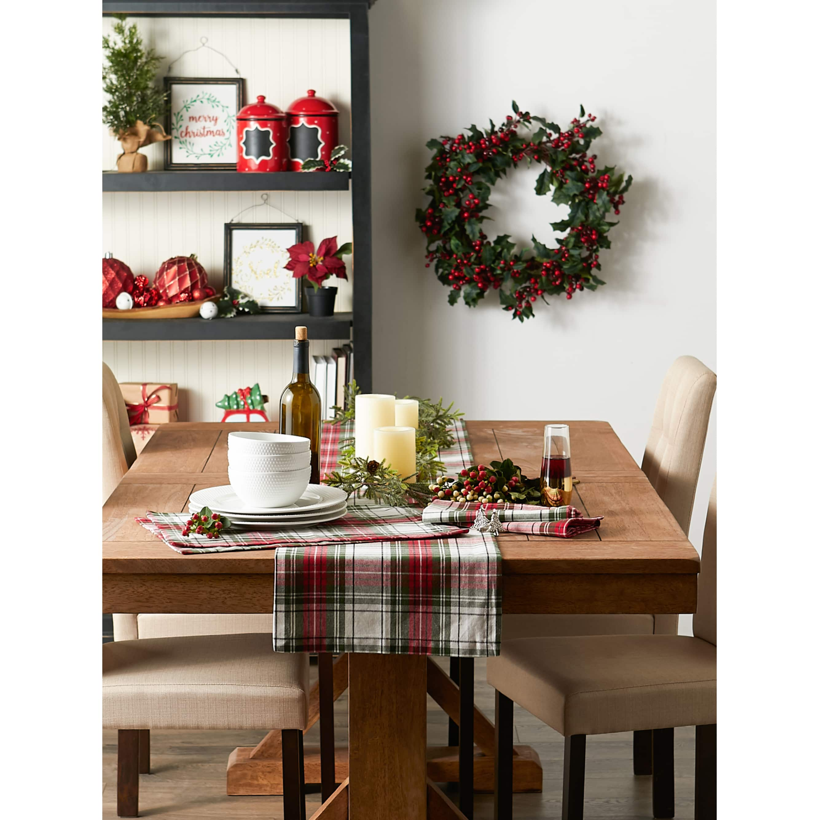 DII&#xAE; 108&#x22; Christmas Plaid Table Runner