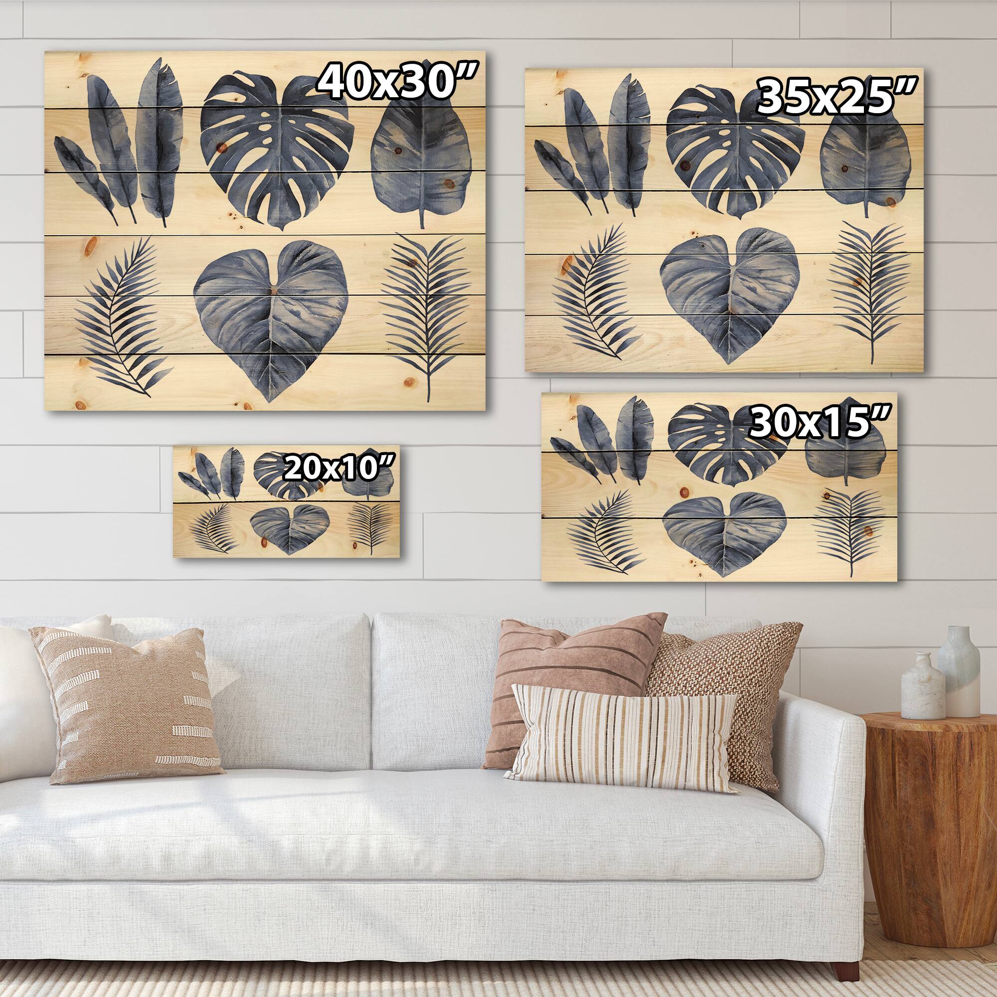 Designart - Tropical Blue Watercolour Leaves I