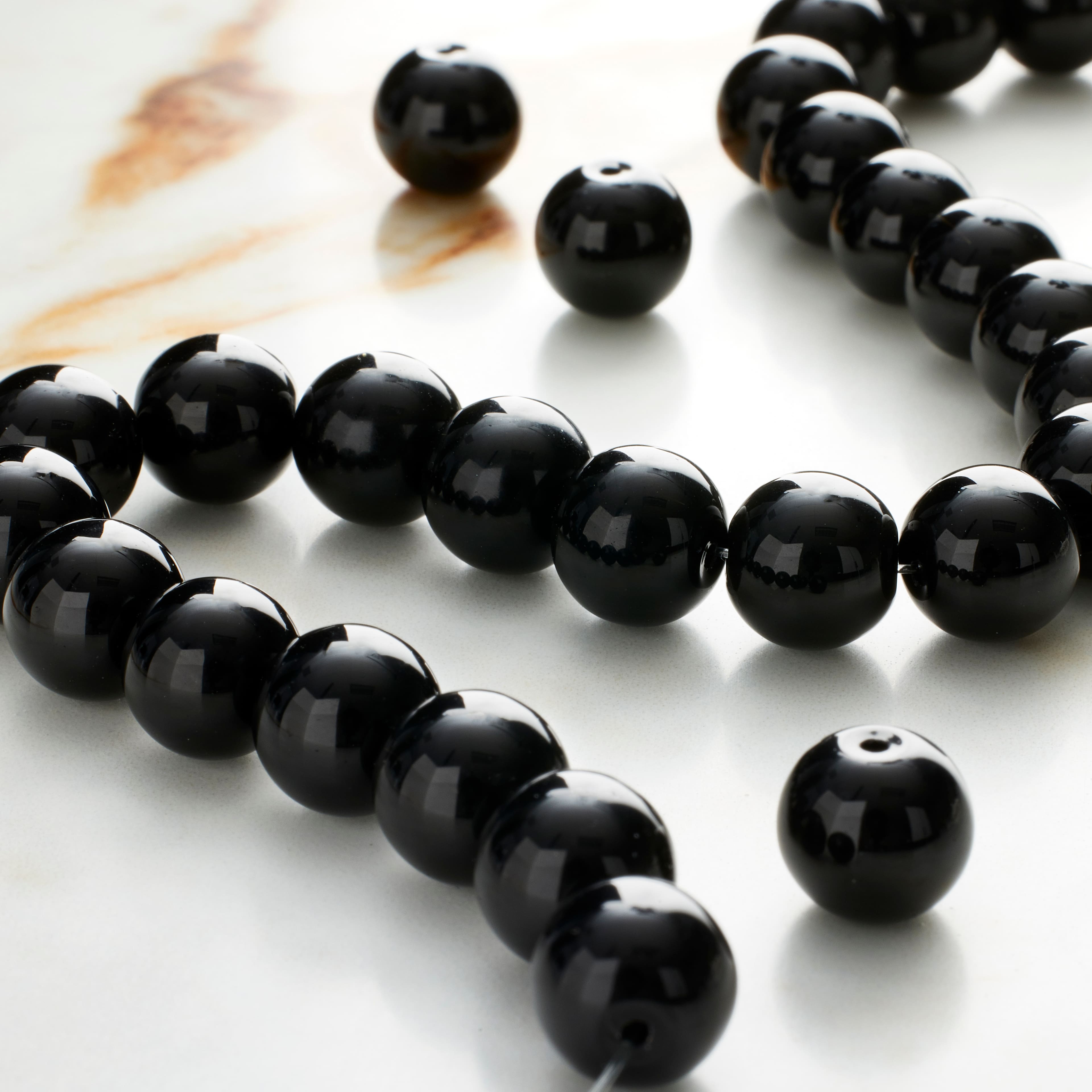 Black Glass Round Beads, 10mm by Bead Landing&#x2122;