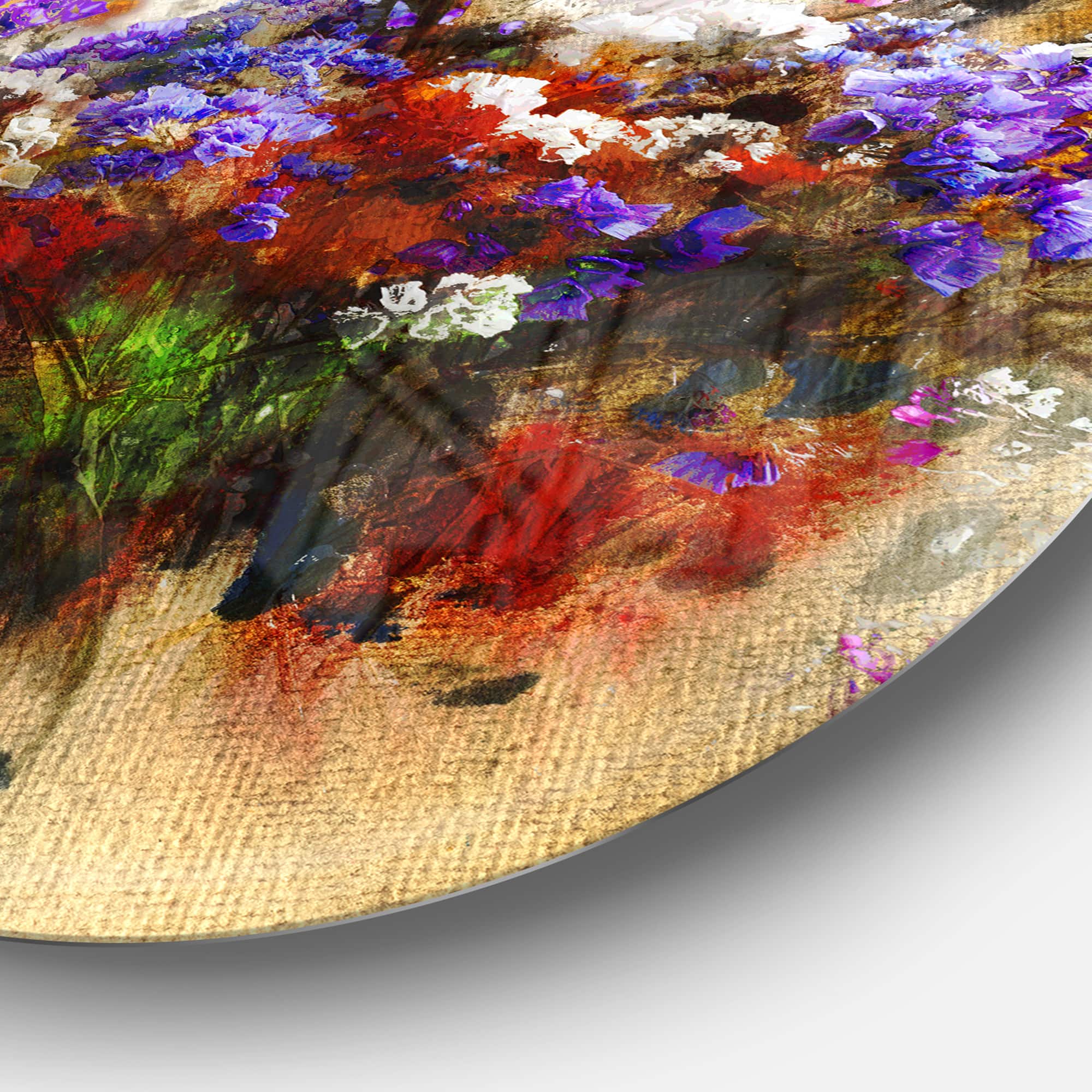 Designart - Floral Still with Bunch of Flowers' Floral Metal Circle Wall Art