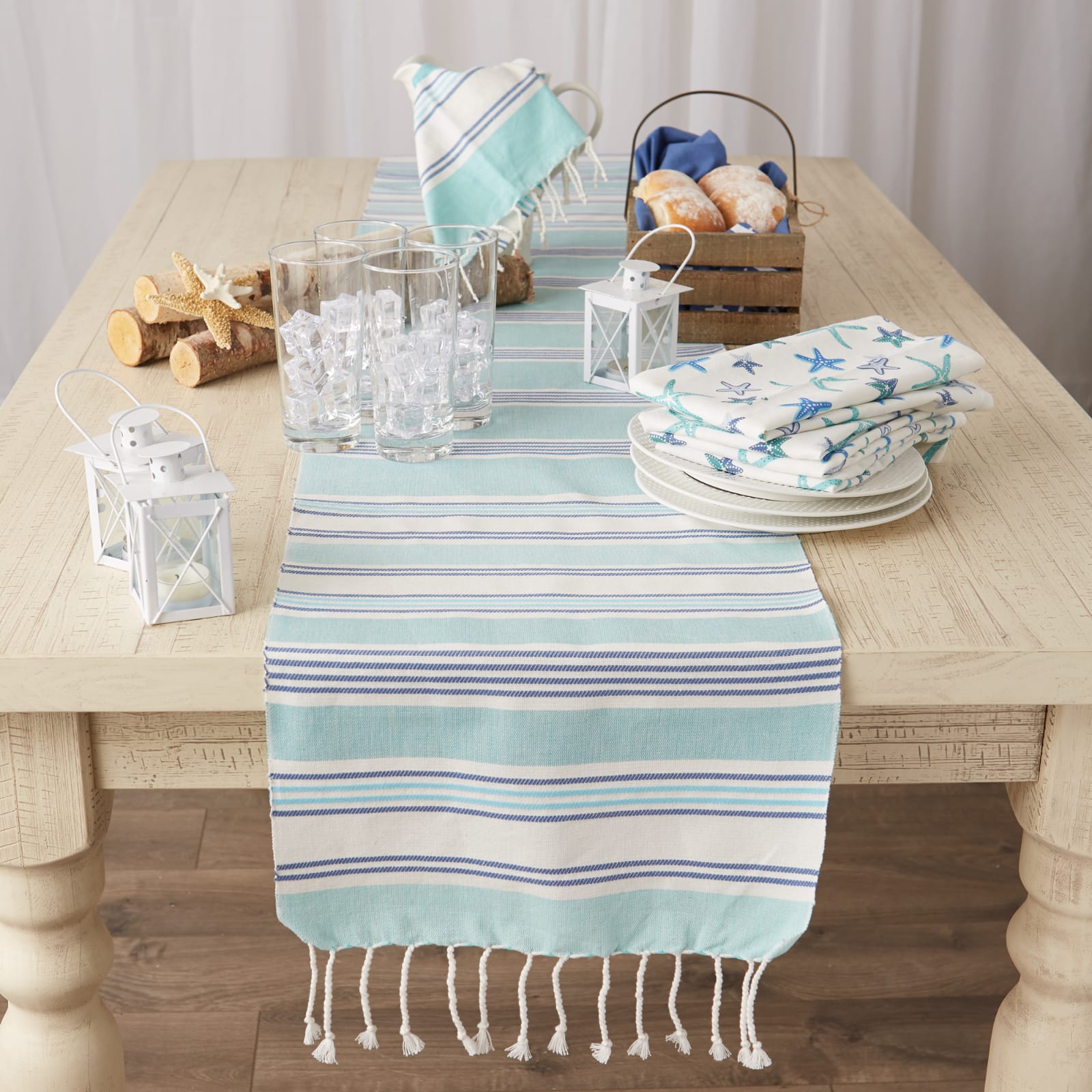 Tidal Stripe Fouta Table Runner 14" x 72"