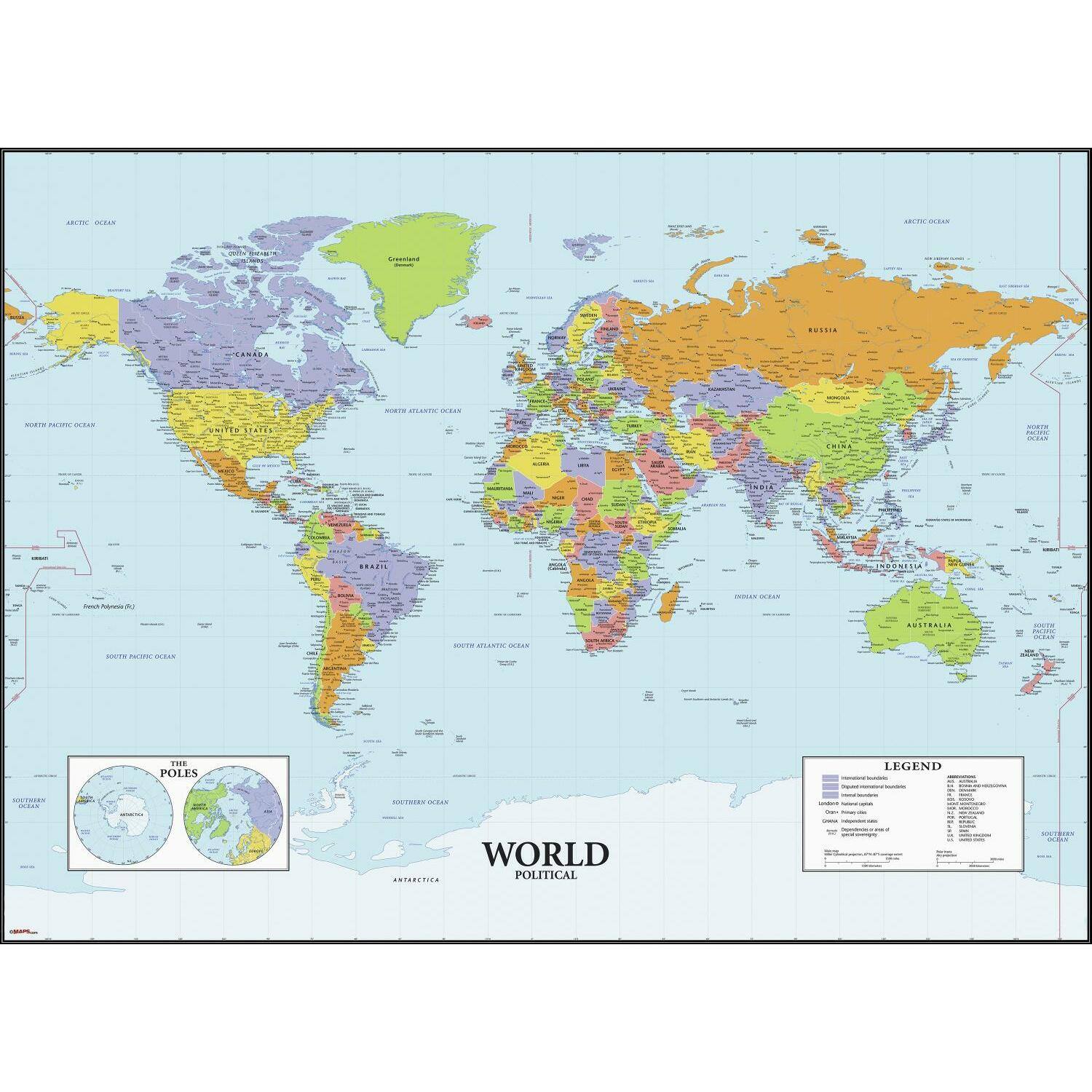 RoomMates Dry Erase Map Of The World Peel &#x26; Stick Decals