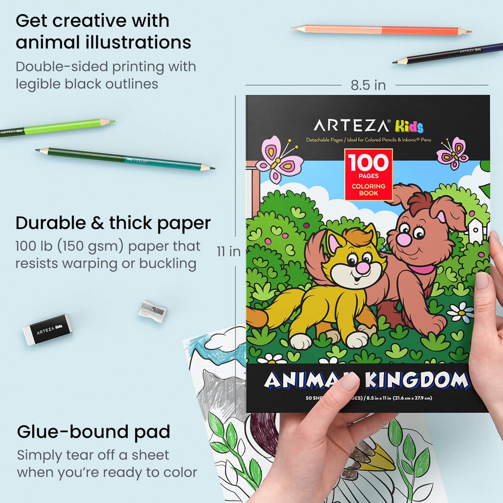 Arteza&#xAE; Kids Land Animals Coloring Book Kit