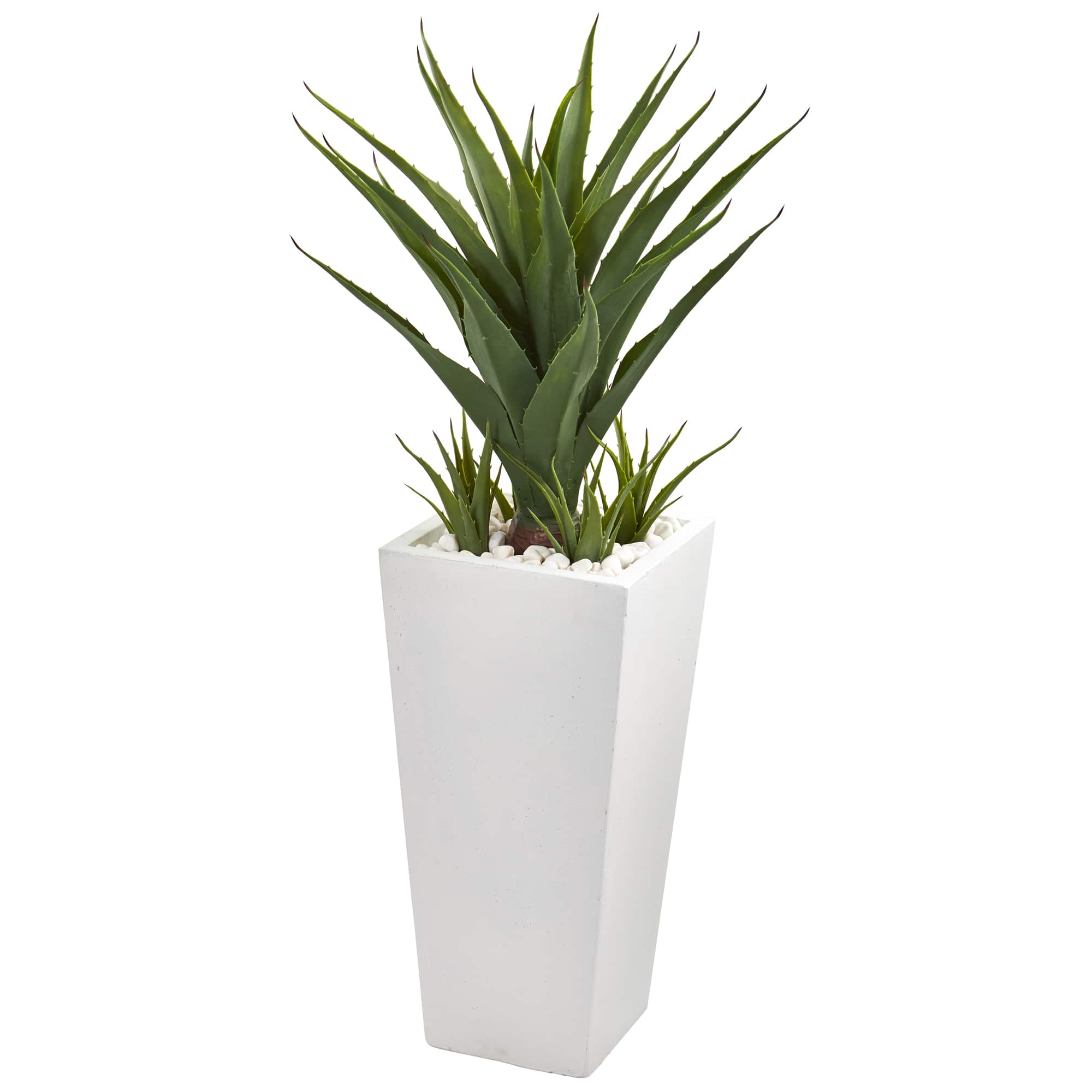 40&#x22; Spiky Agave Plant in White Planter