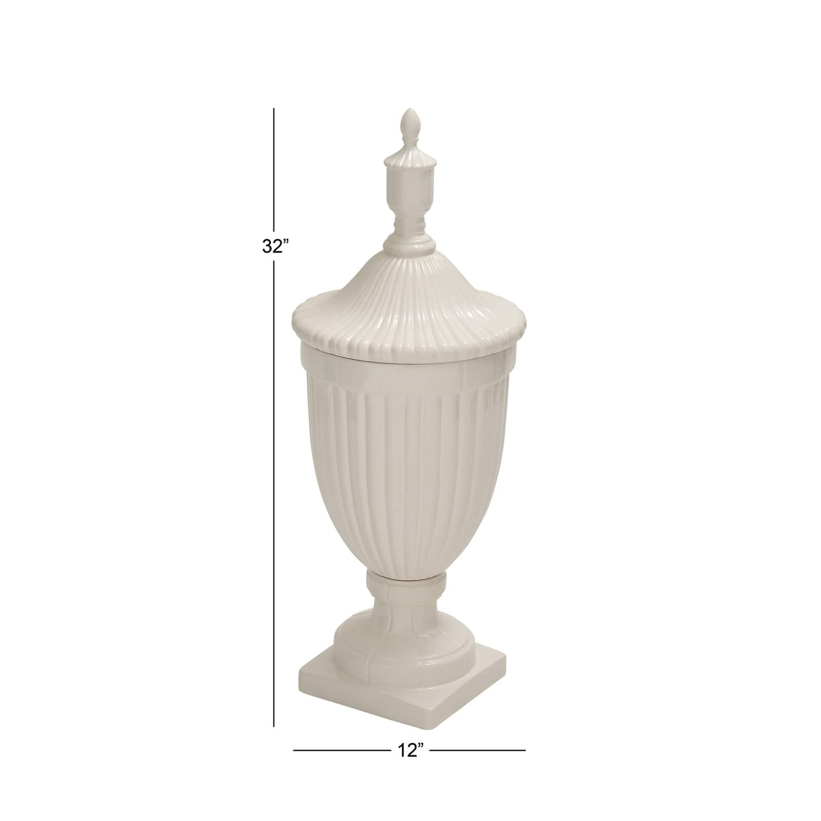 32" White Dolomite Country Decorative Urn