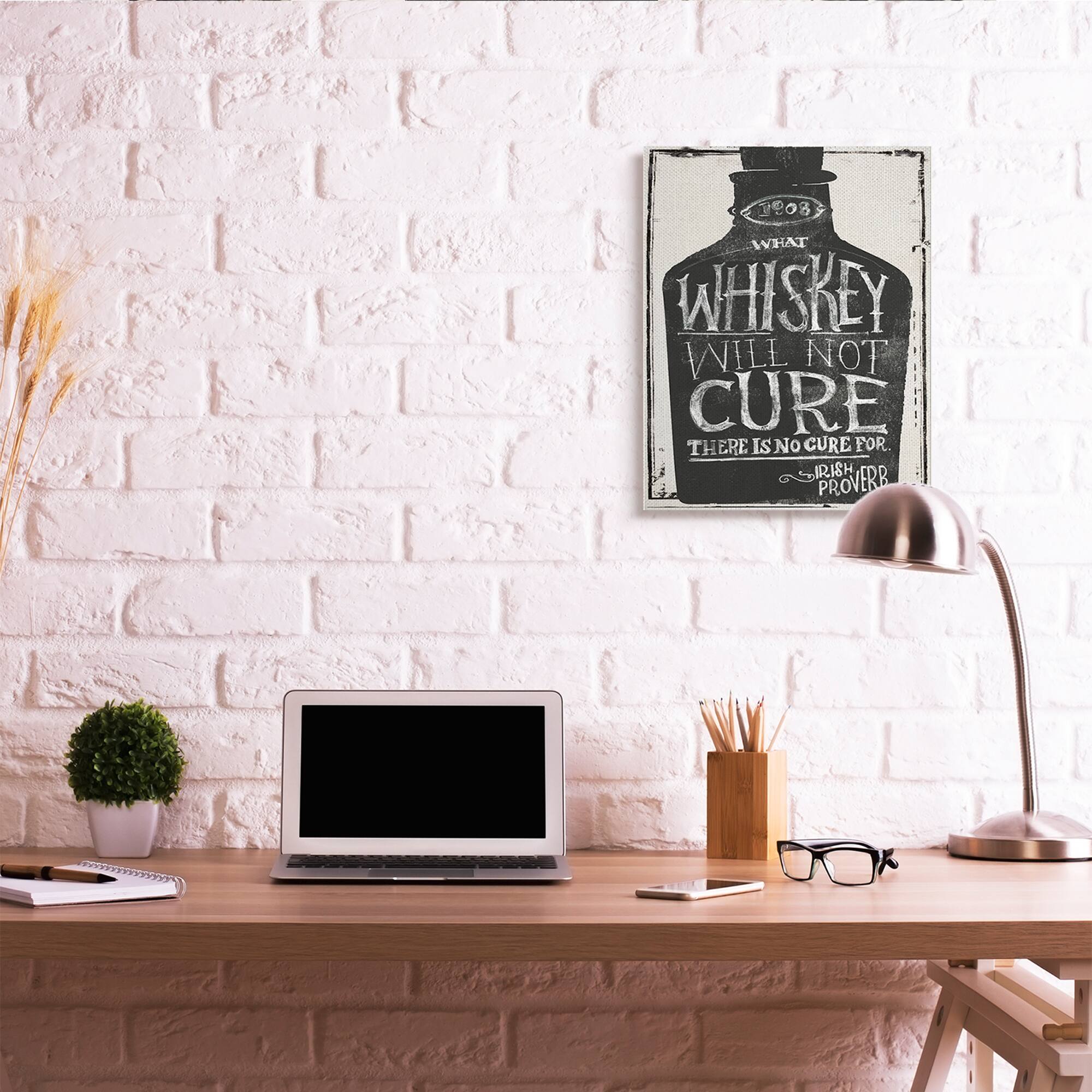 Stupell Industries Distressed Rustic What Whiskey Won't Cure Phrase Canvas Wall Art