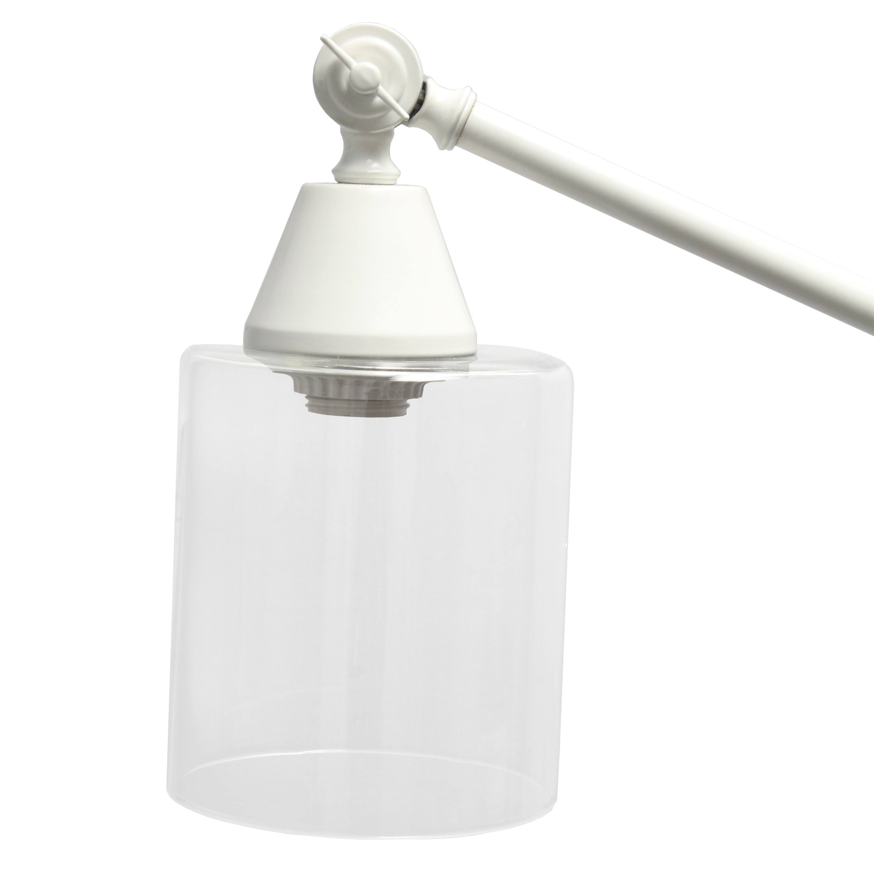 Lalia Home 4.6ft. Swing Arm Floor Lamp with Glass Cylindrical Shade