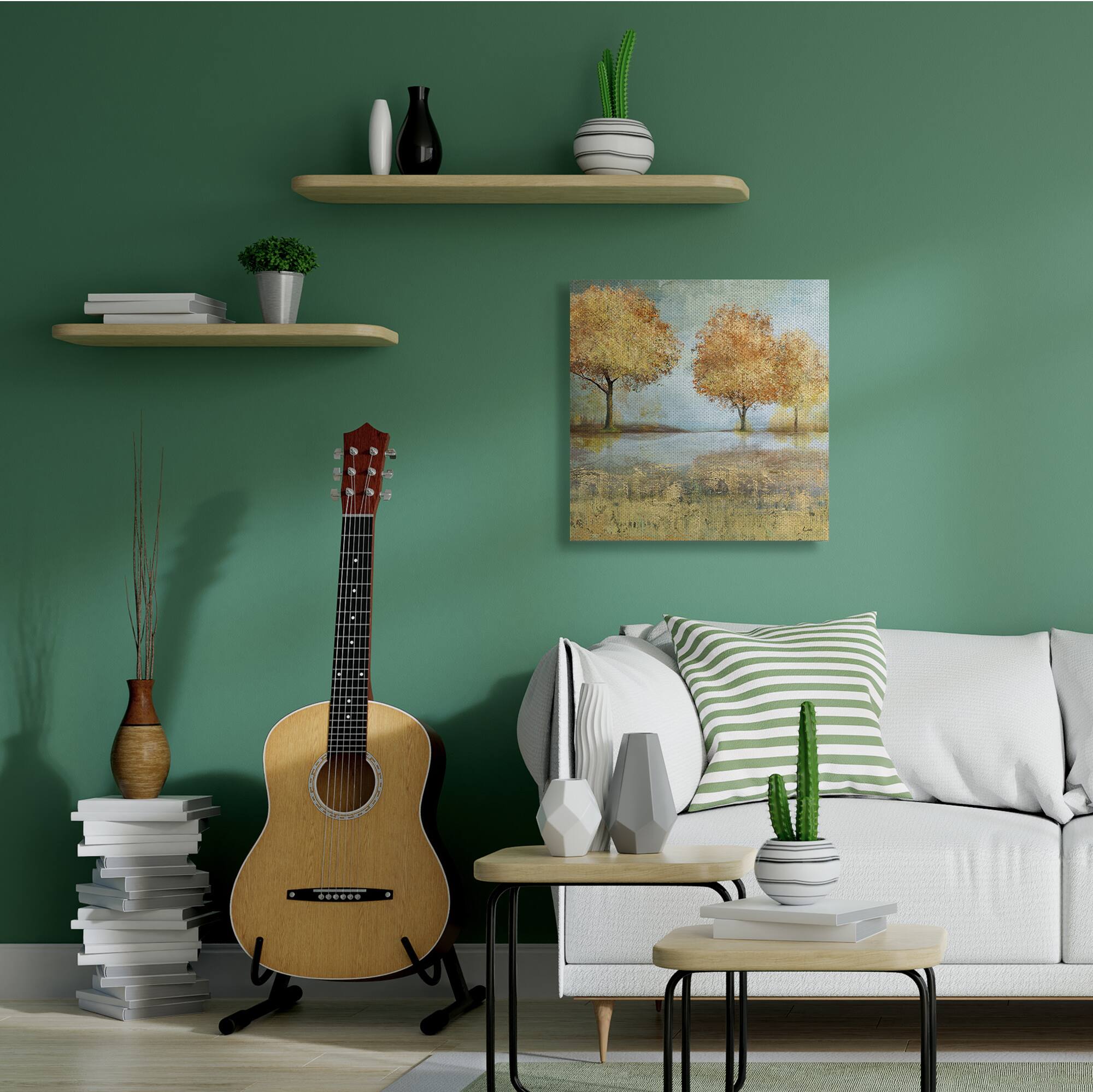 Stupell Industries Autumn Trees by Lake Canvas Wall Art