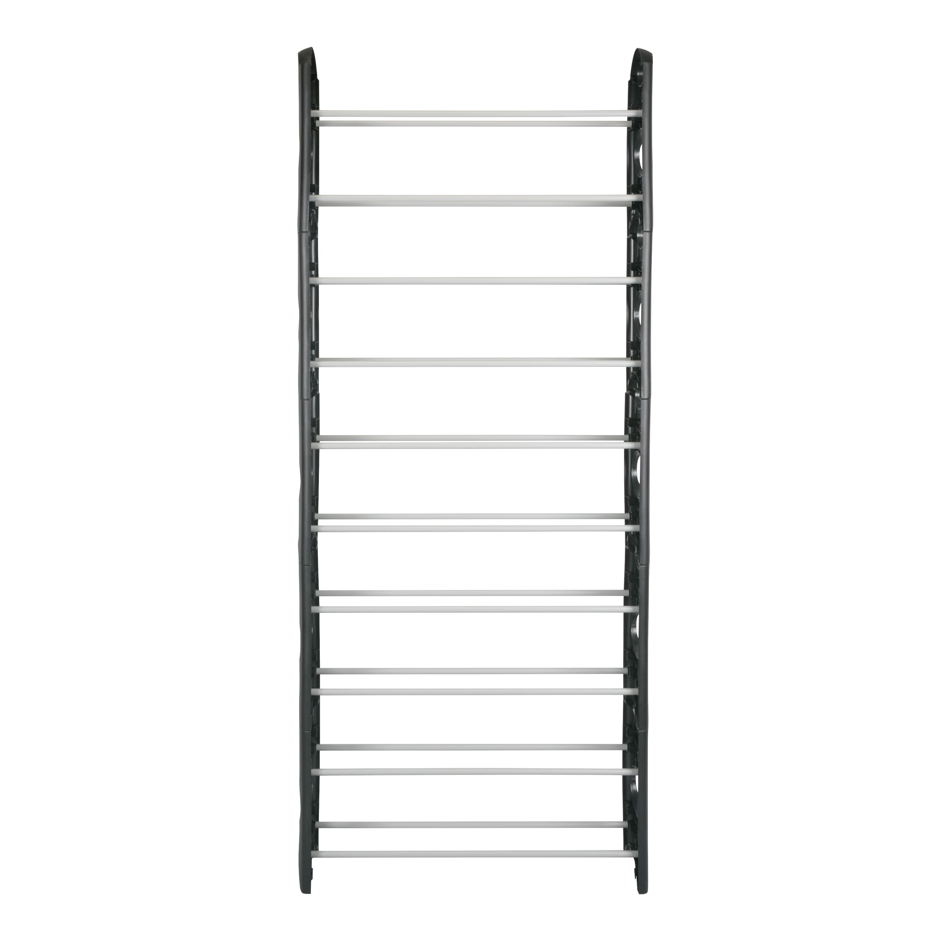 Simplify Black 30 Pair Stackable Shoe Rack