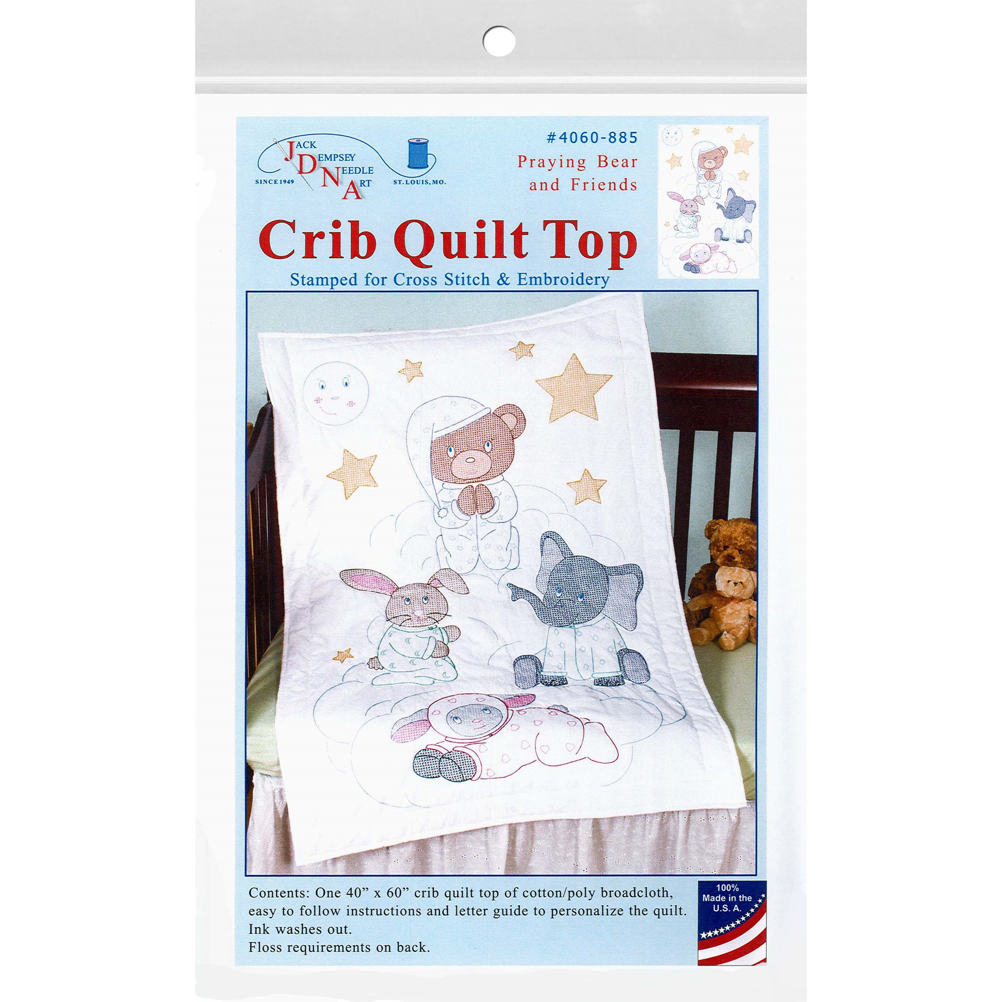 Jack Dempsey Praying Bear & Friends Crib Quilt Top