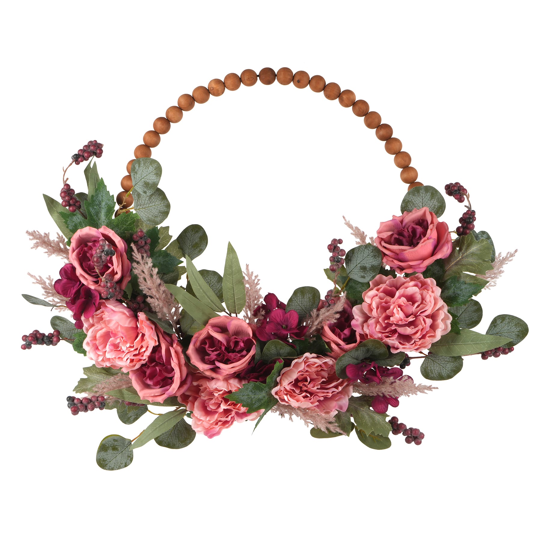24&#x22; Pink Mixed Rose &#x26; Berry Half Wreath by Ashland&#xAE;