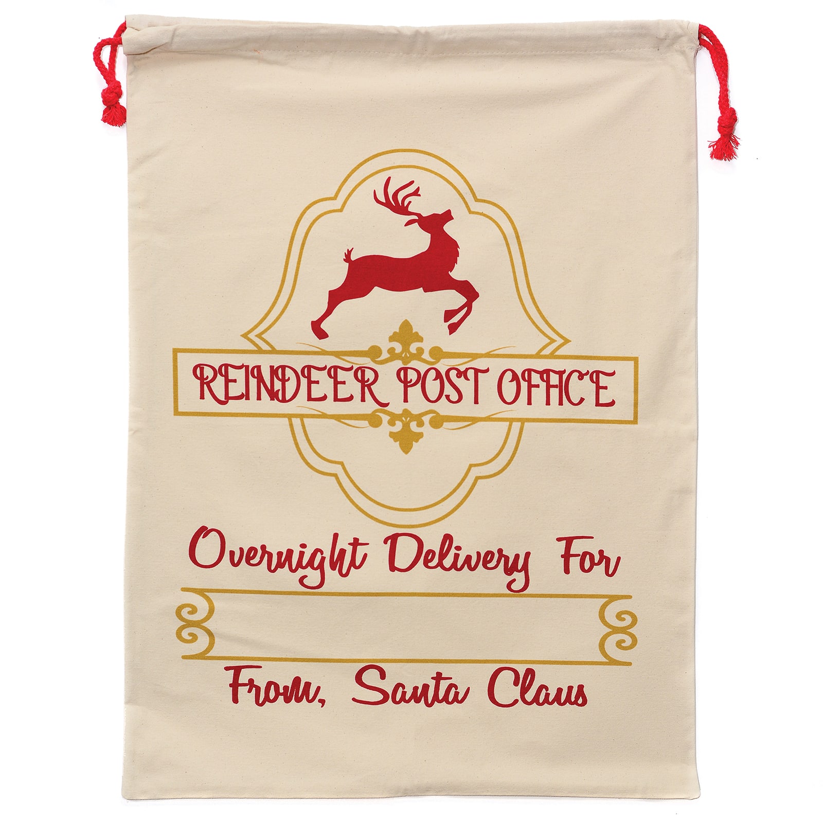 Personality Case&#x2122; 19&#x22; x 26&#x22; Reindeer Post Cotton Christmas Drawstring Bag