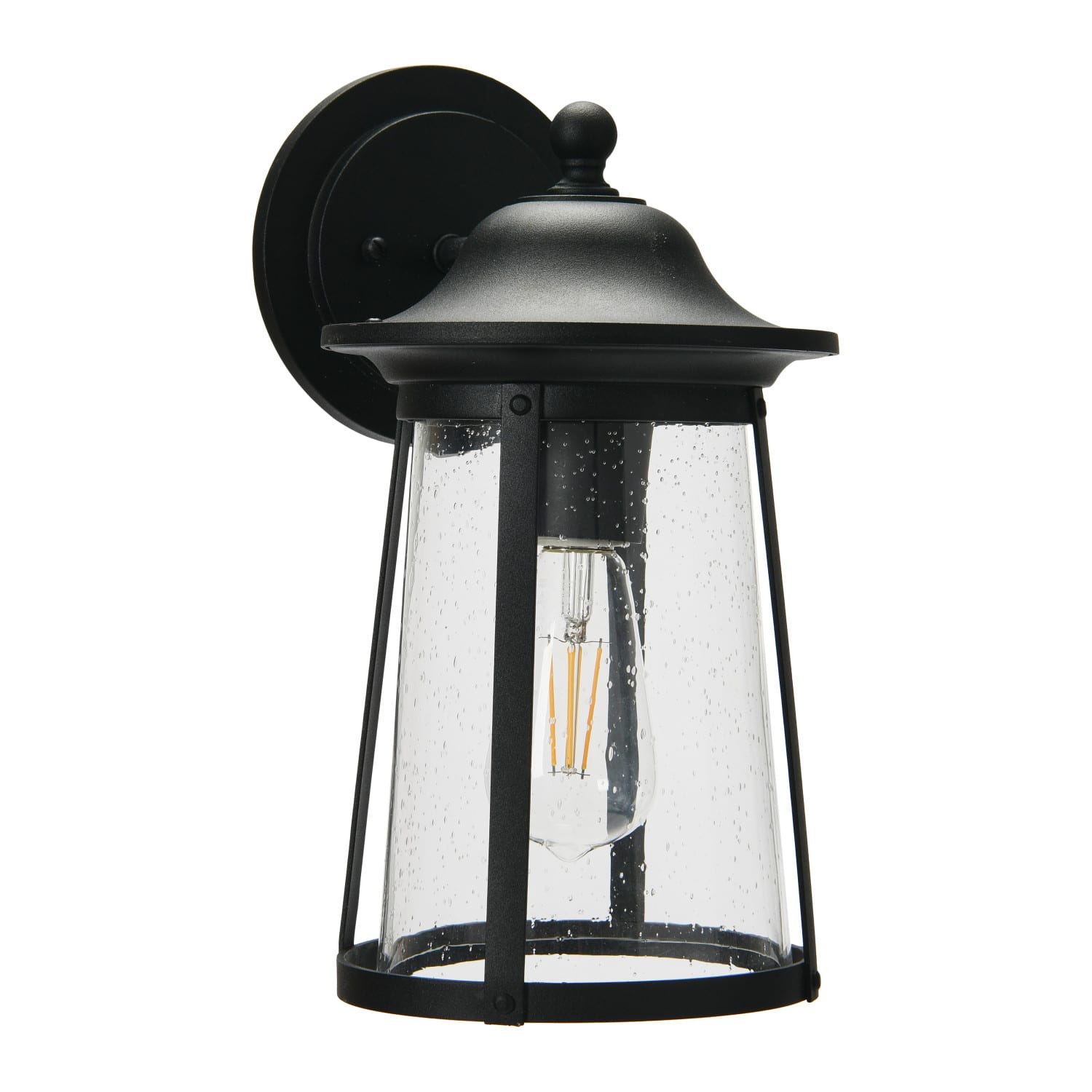 Robert Stevenson Lighting Portside Matte Black Metal &#x26; Seedy Glass Outdoor Light