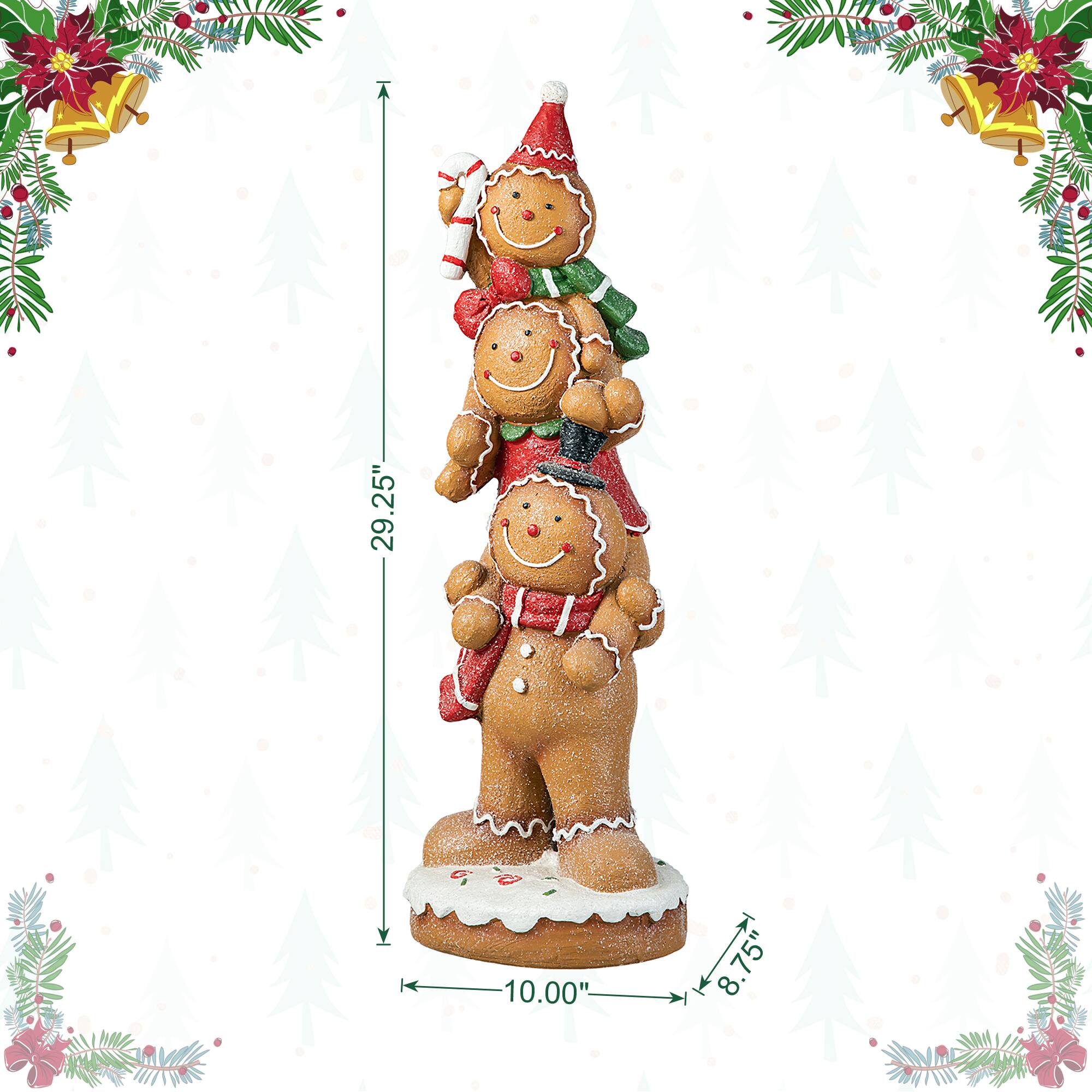 Glitzhome&#xAE; 29.25&#x22; Christmas Stacked Gingerbread Man Porch D&#xE9;cor
