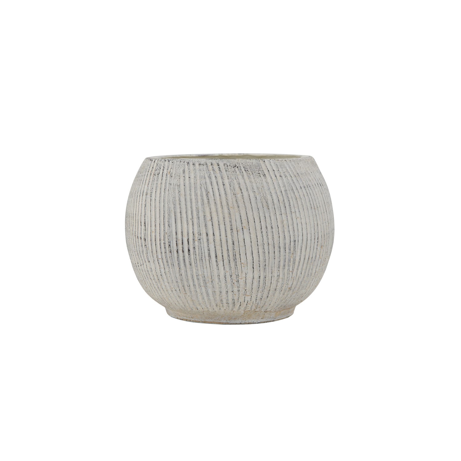 Hello Honey® 5" Distressed Cream Fluted Texture Terra Cotta Planter