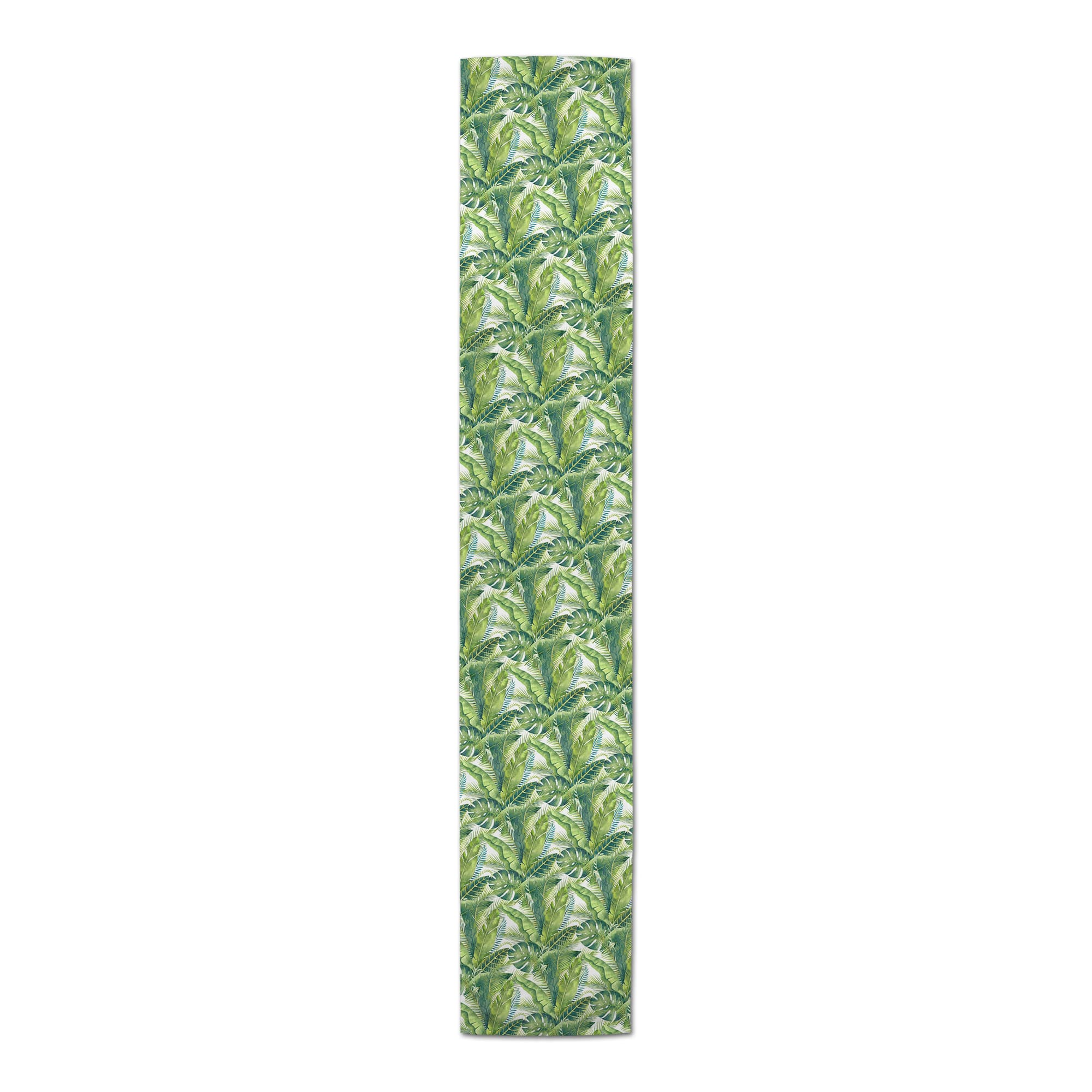 Watercolor Green Palms Outdoor Table Runner