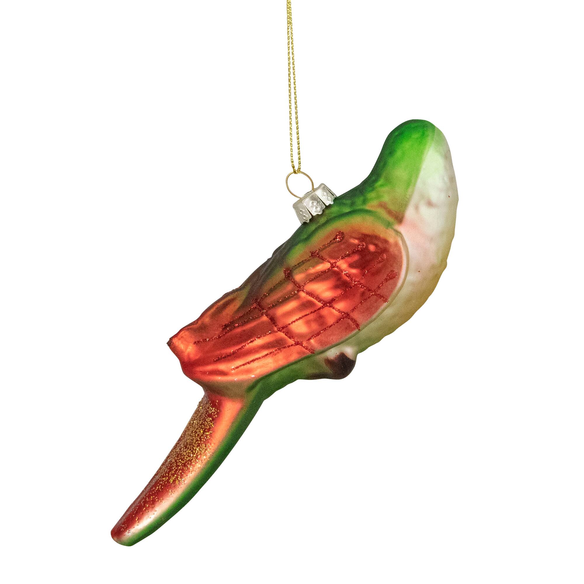 Yellow and Red Matte Parrot Glass Ornament