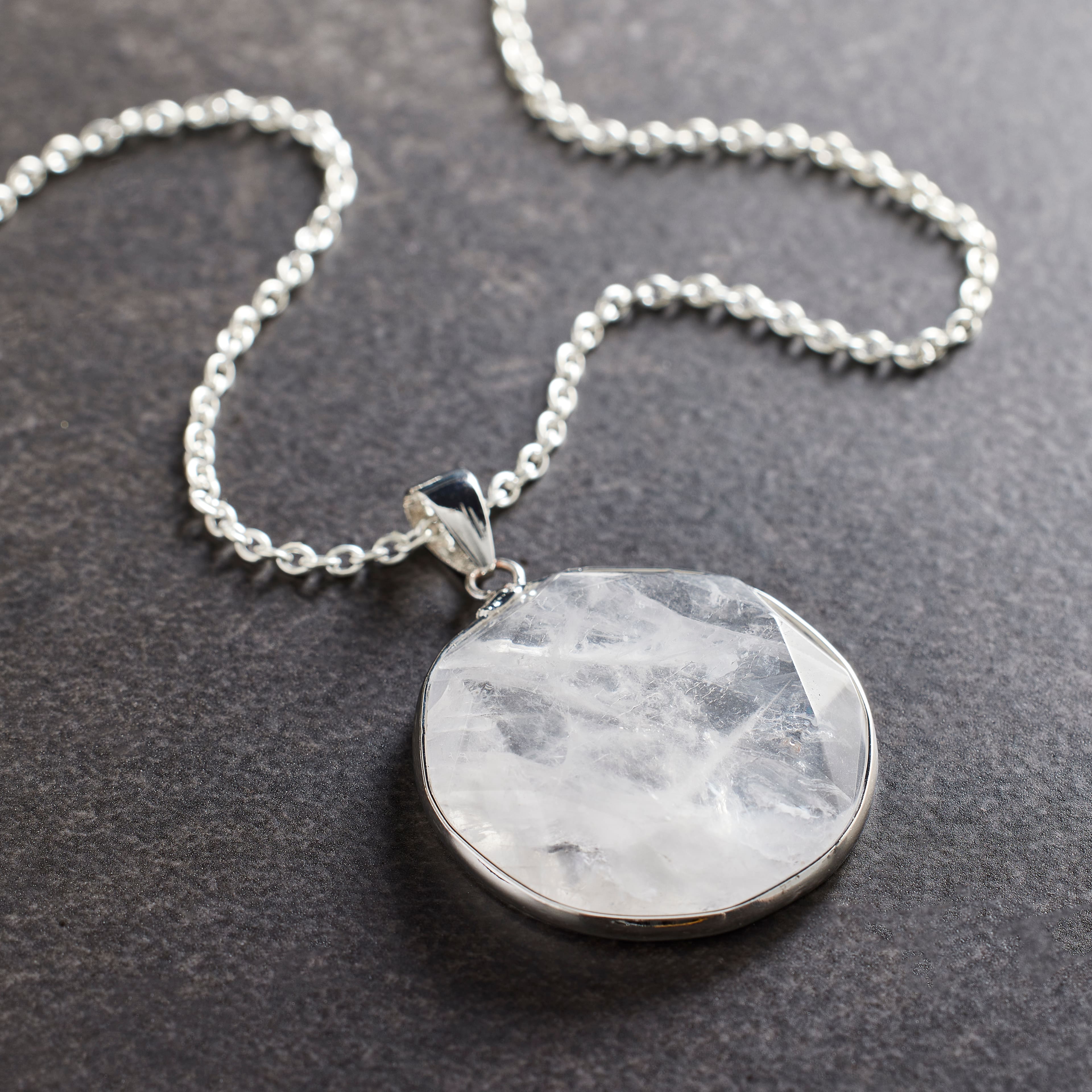 12 Pack: White Quartz Round Faceted Pendant by Bead Landing™