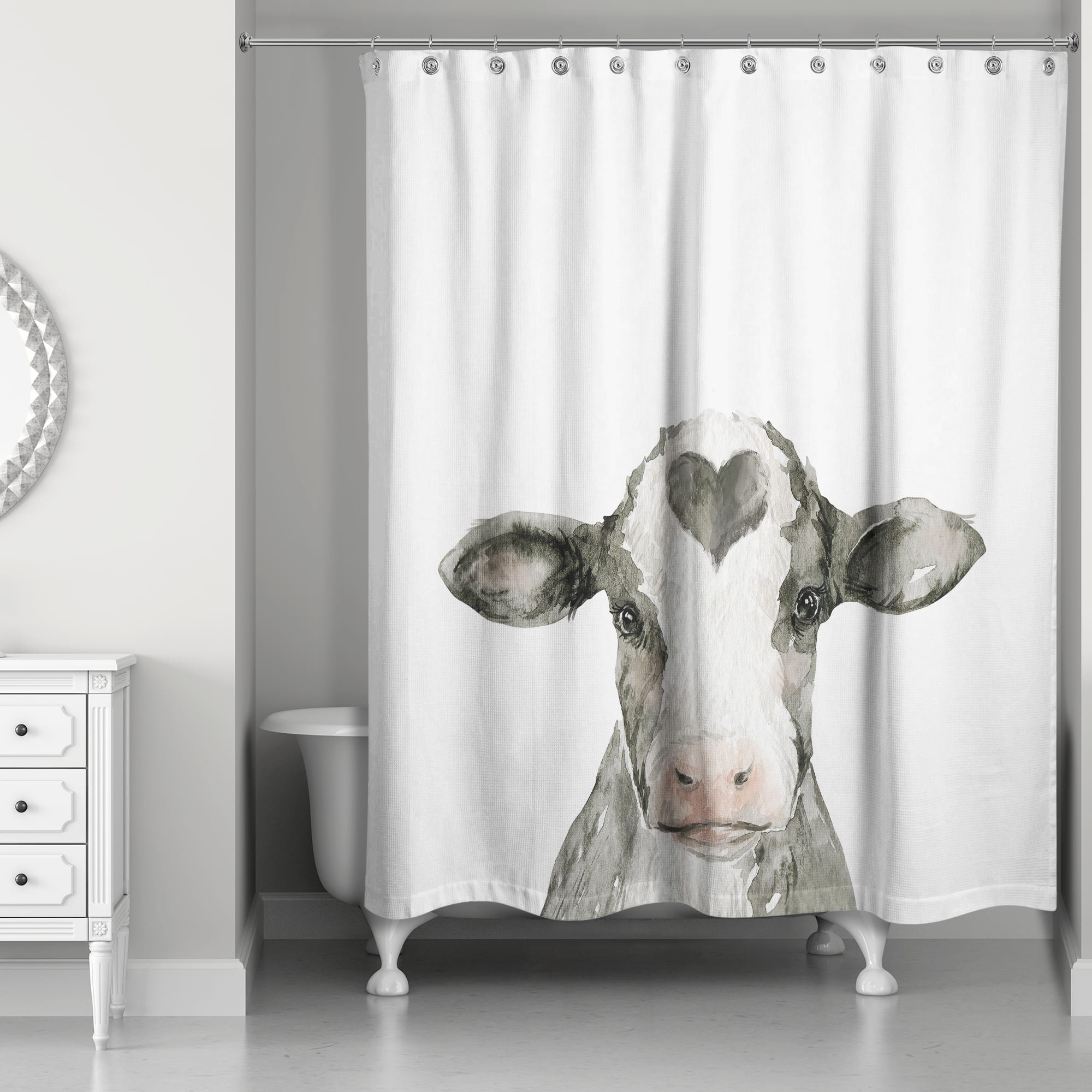 Cow with Heart 71&#x22; x 74&#x22; Shower Curtain