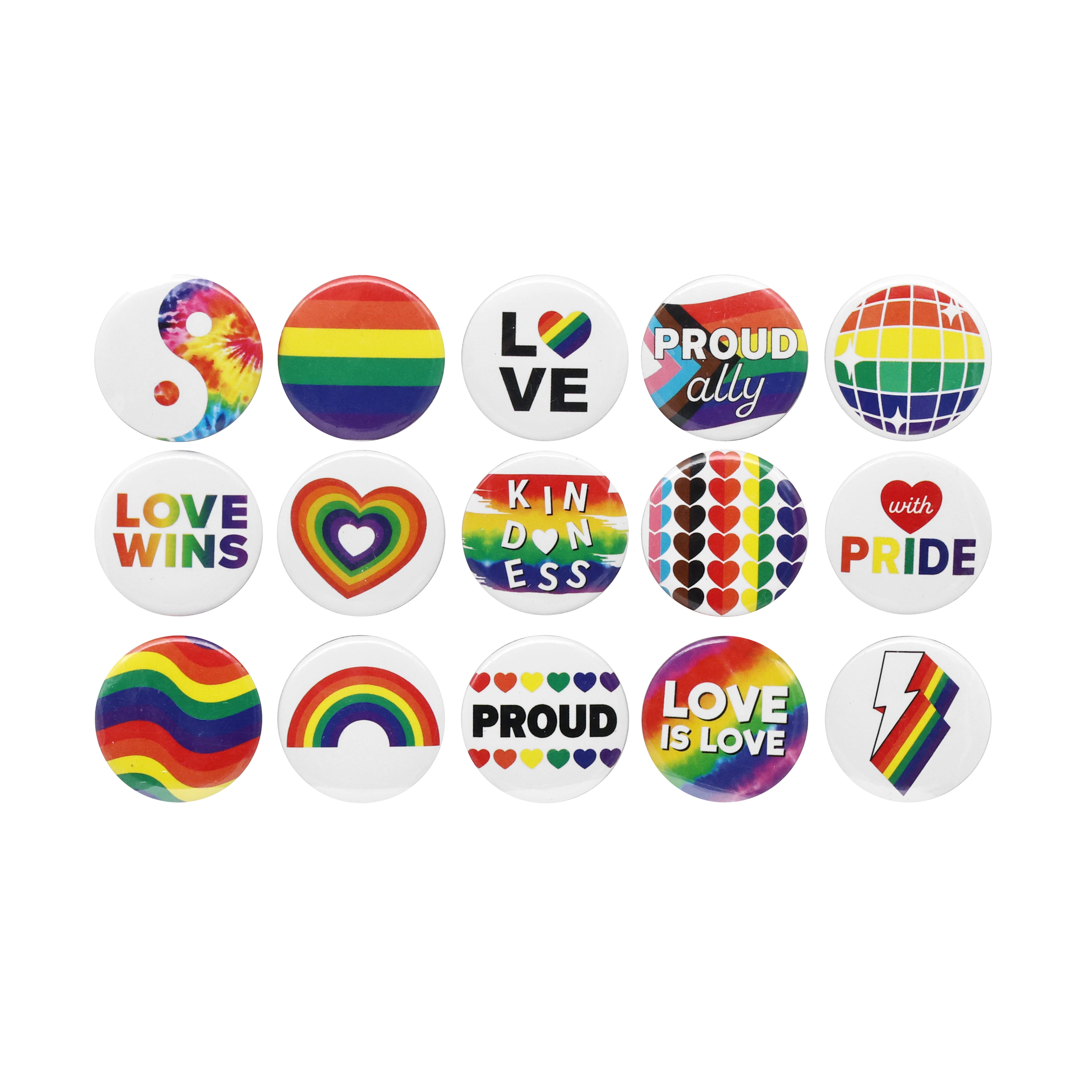 Pride Metal Buttons, 15ct. by Celebrate It&#x2122;