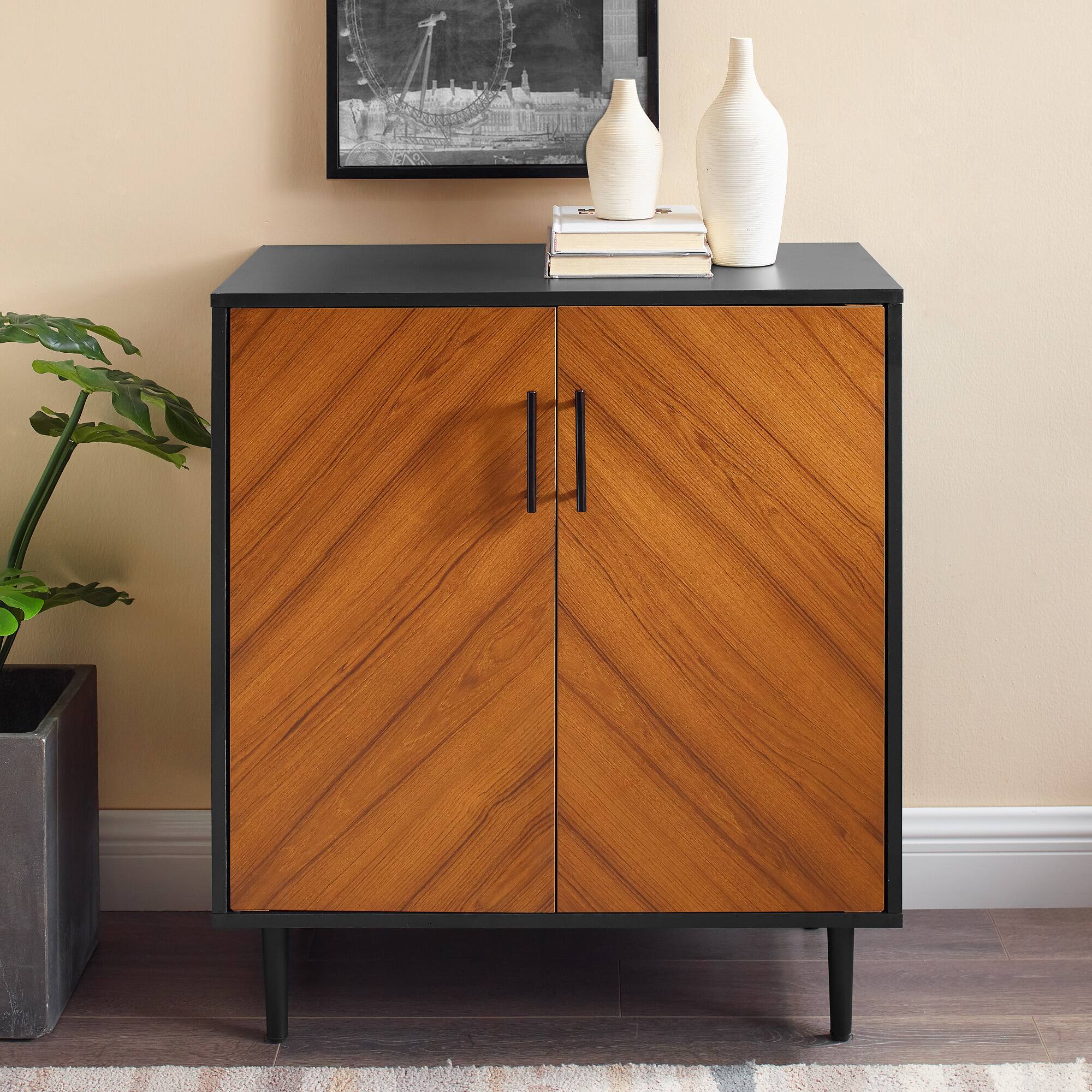 Walker Edison Black Modern Bookmatch Accent Cabinet