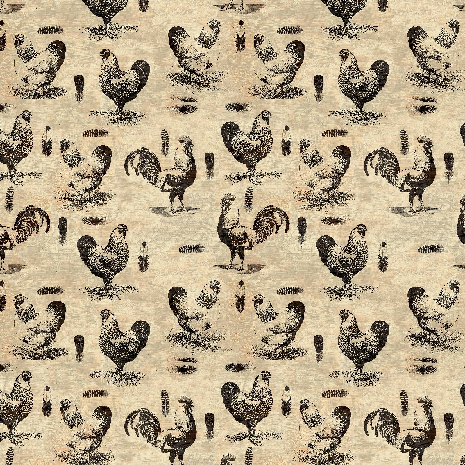 Springs Creative French Rooster Cream Stencil Cotton Fabric