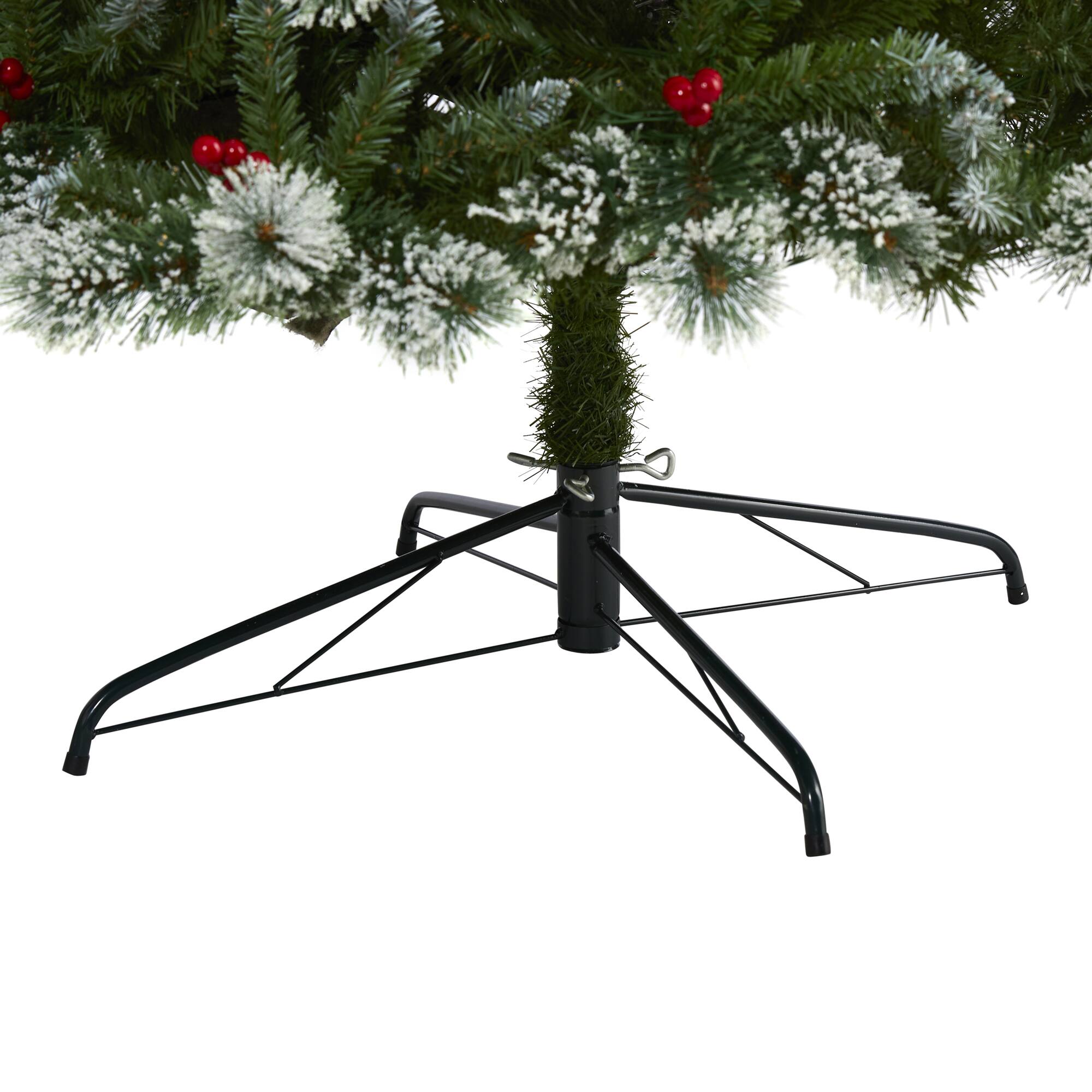 8ft. Pre-Lit Frosted Swiss Pine &#x26; Berries Artificial Christmas Tree with Clear LED Lights