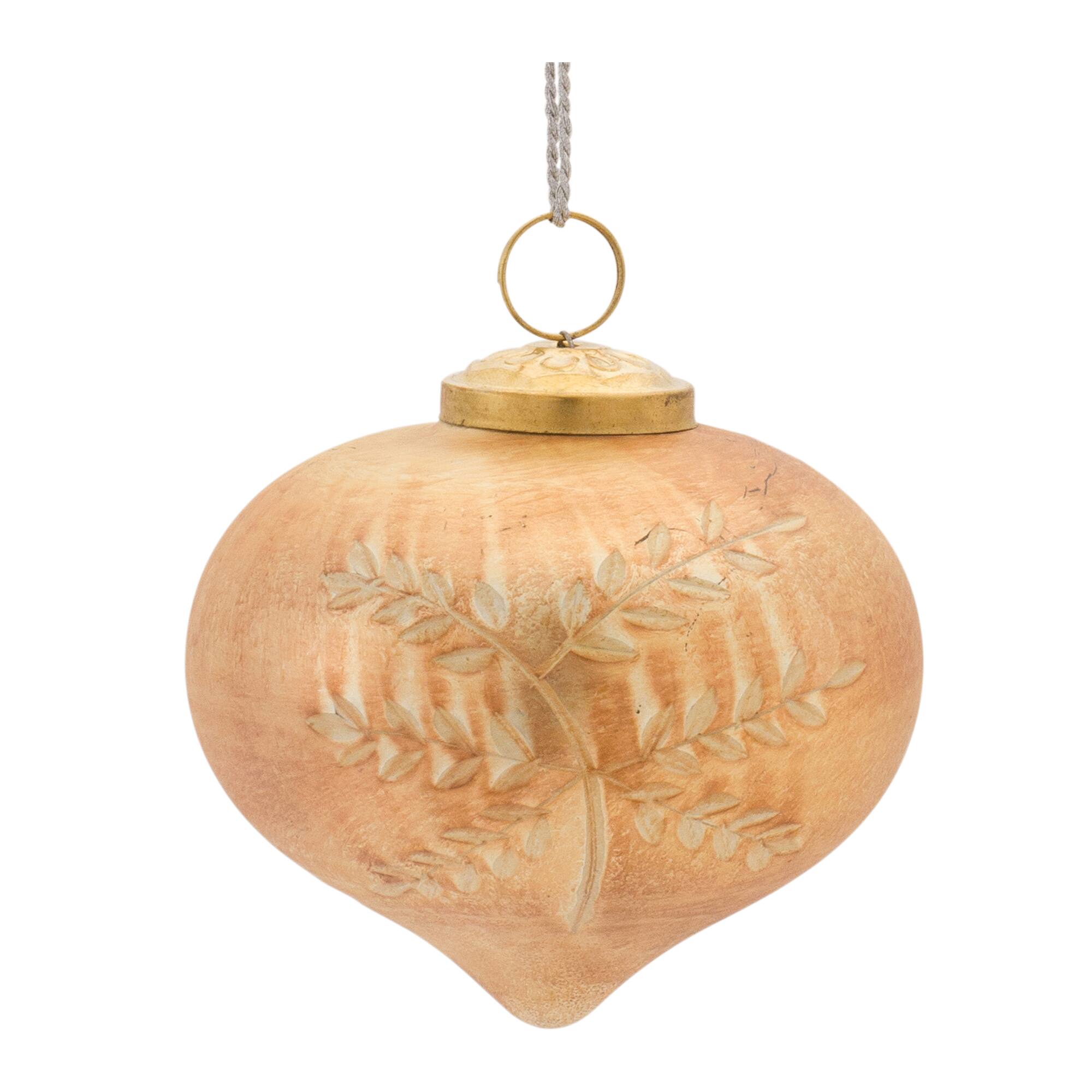6ct. Orange Etched Mercury Glass Onion Ornaments