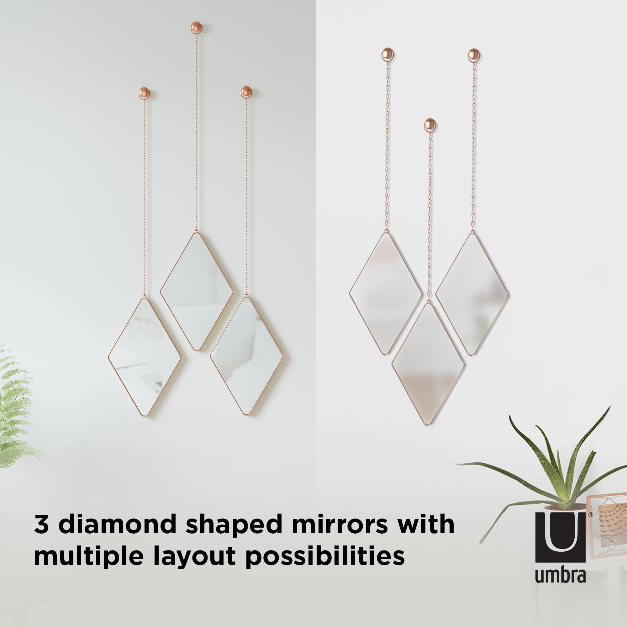Umbra Dima Diamond Mirrors Set, 3ct.