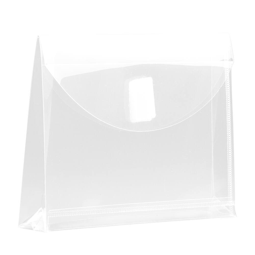 JAM Paper 5.5" x 7.5" Clear Plastic Hook & Loop Closure Envelopes, 12ct.