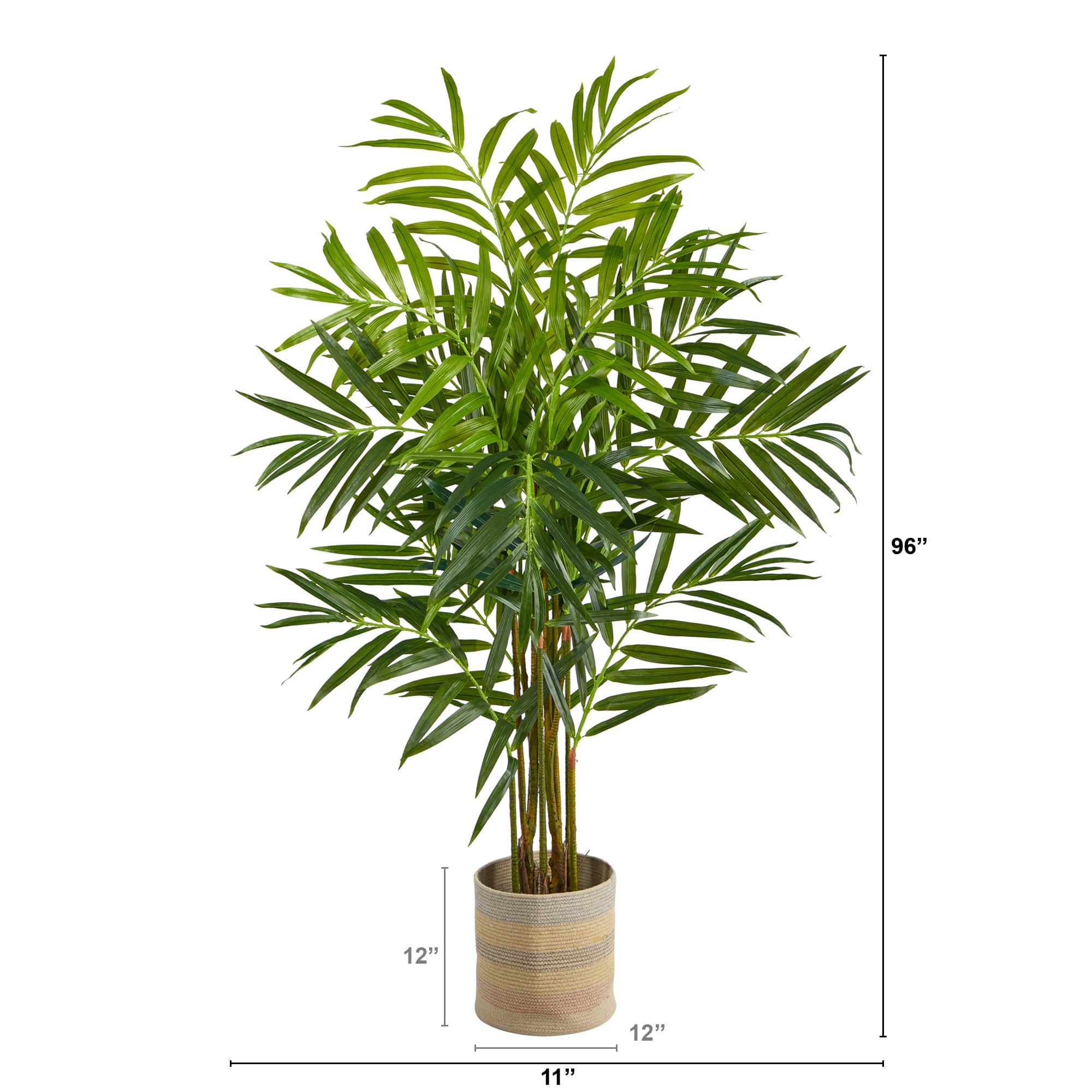 8ft. King Palm Artificial Tree in Handmade Natural Cotton Multicolored Woven Planter