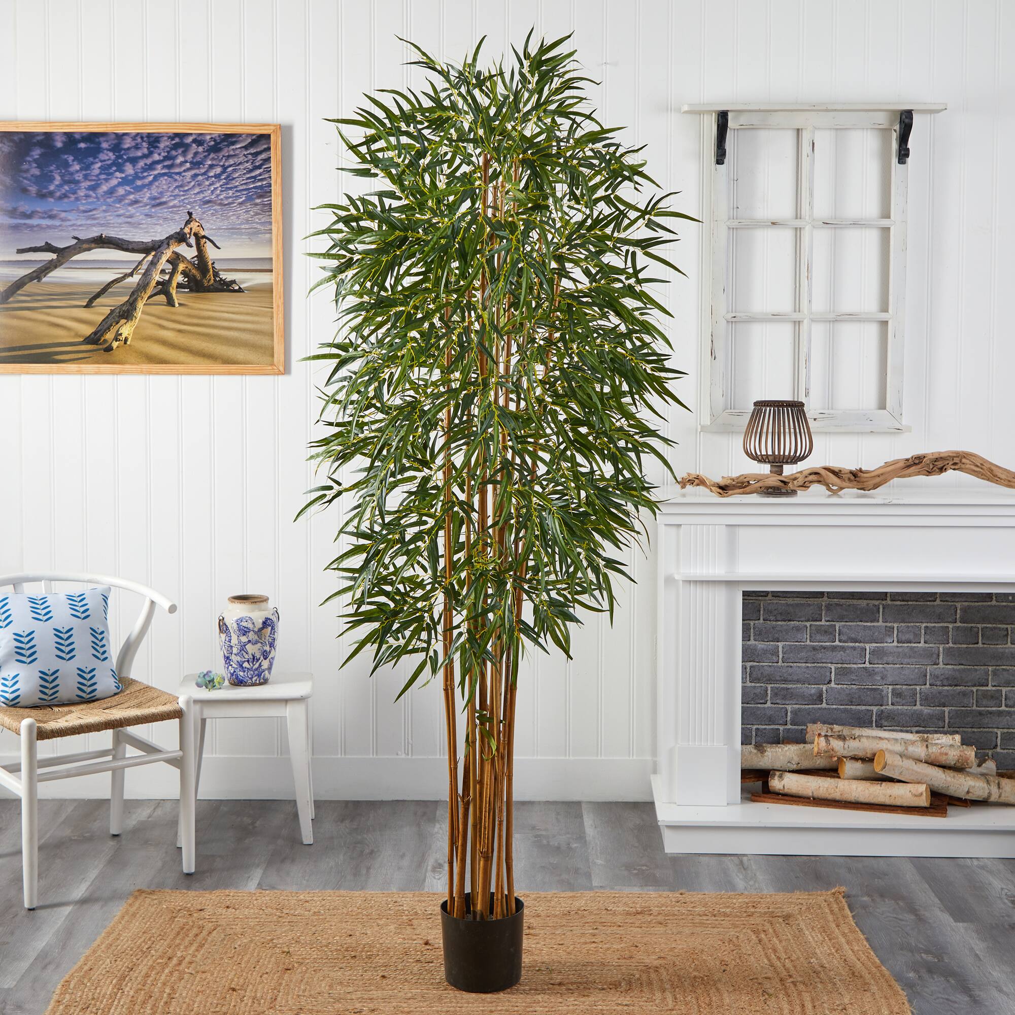 7ft. Potted Curved Slim Bamboo Silk Tree